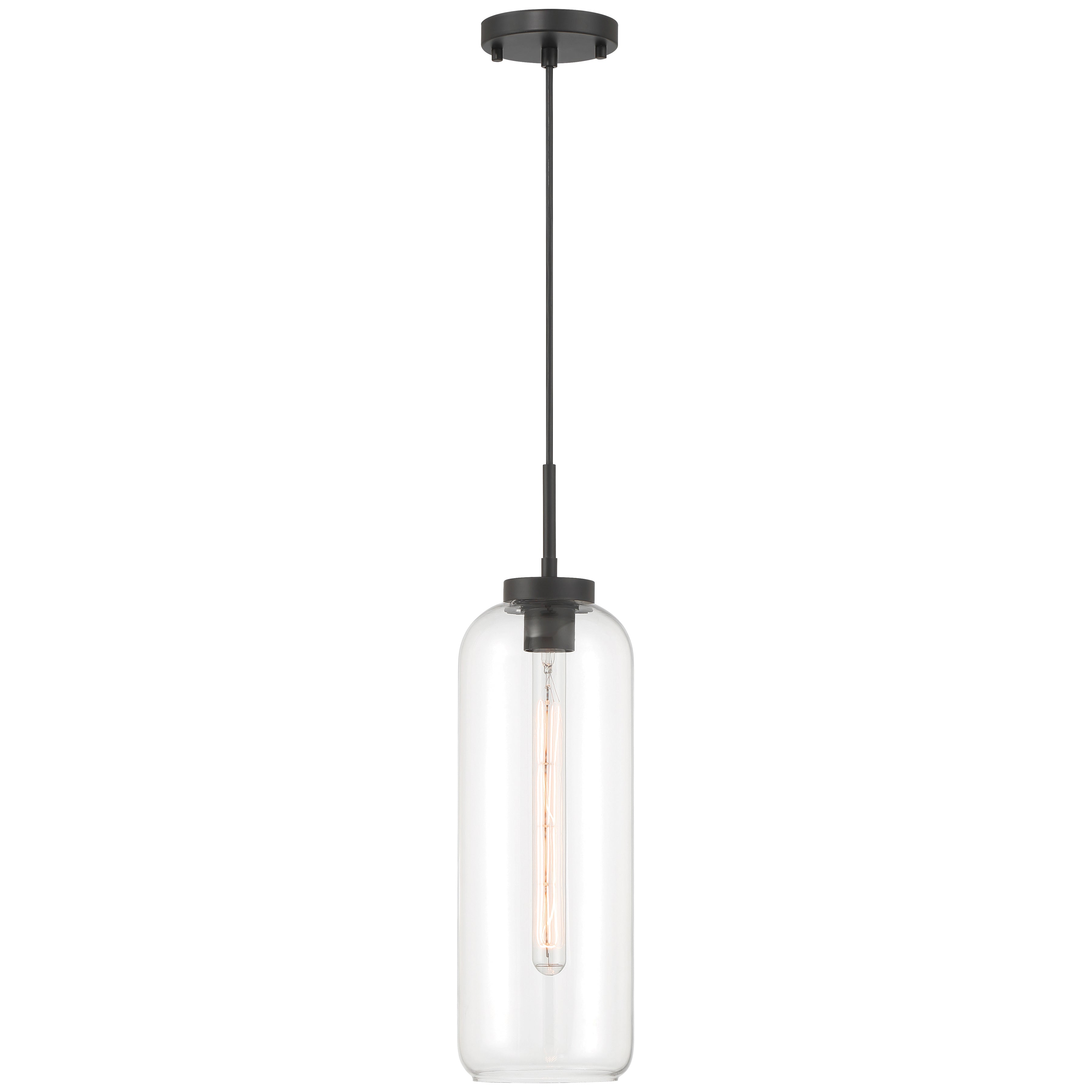 Elle 1 Light Pendant, Matte Black