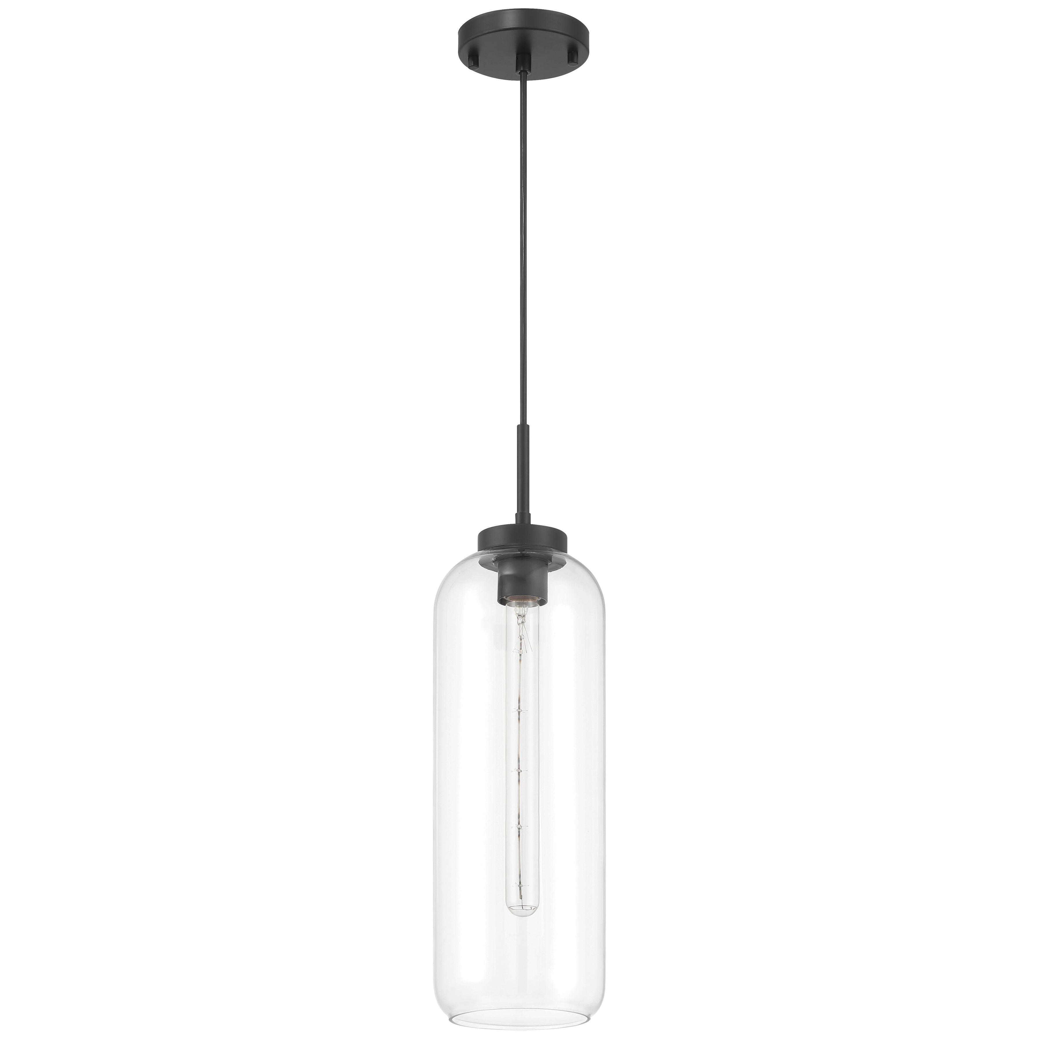 Elle 1 Light Pendant, Matte Black