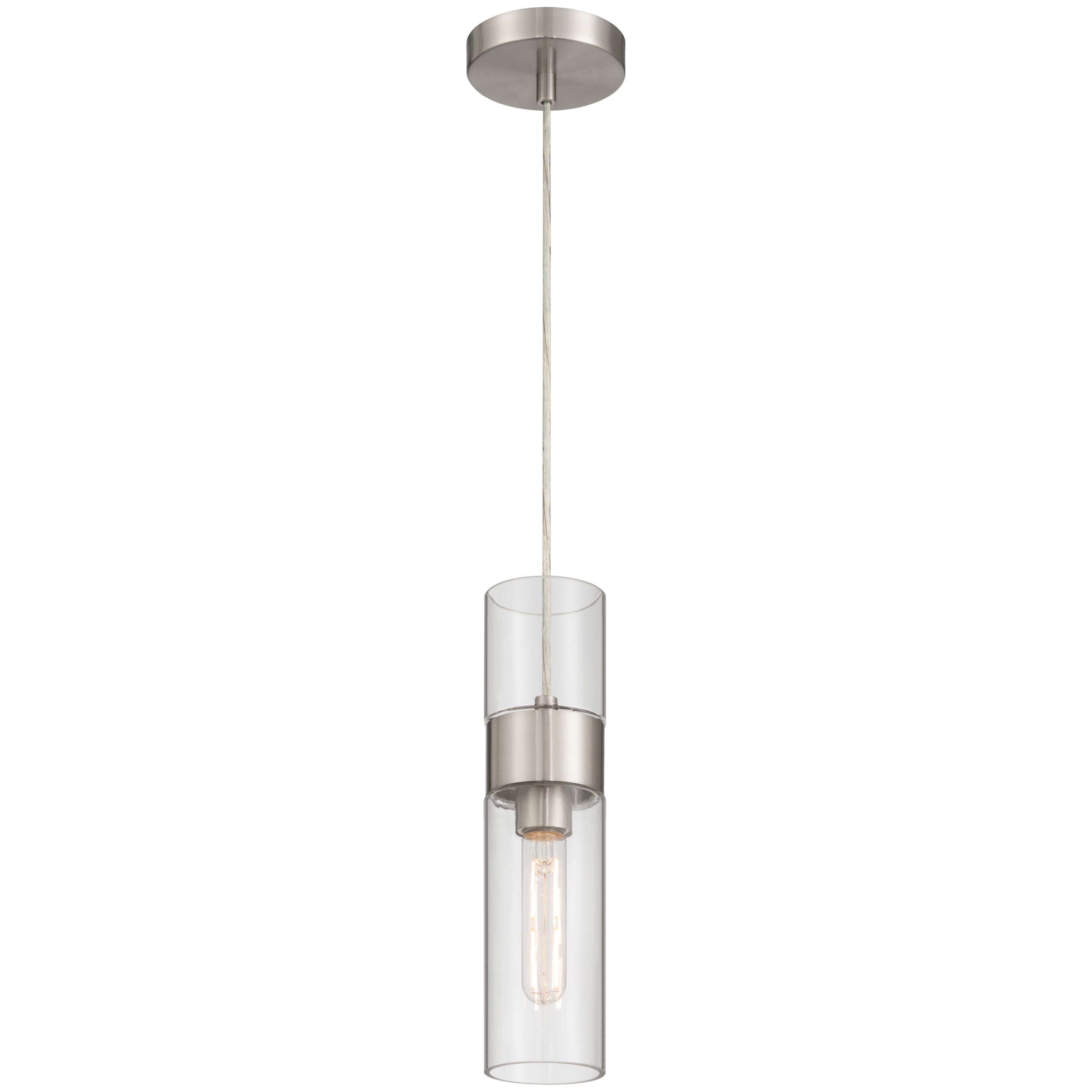 Nash 1 Light LED Pendant, Brushed Steel
