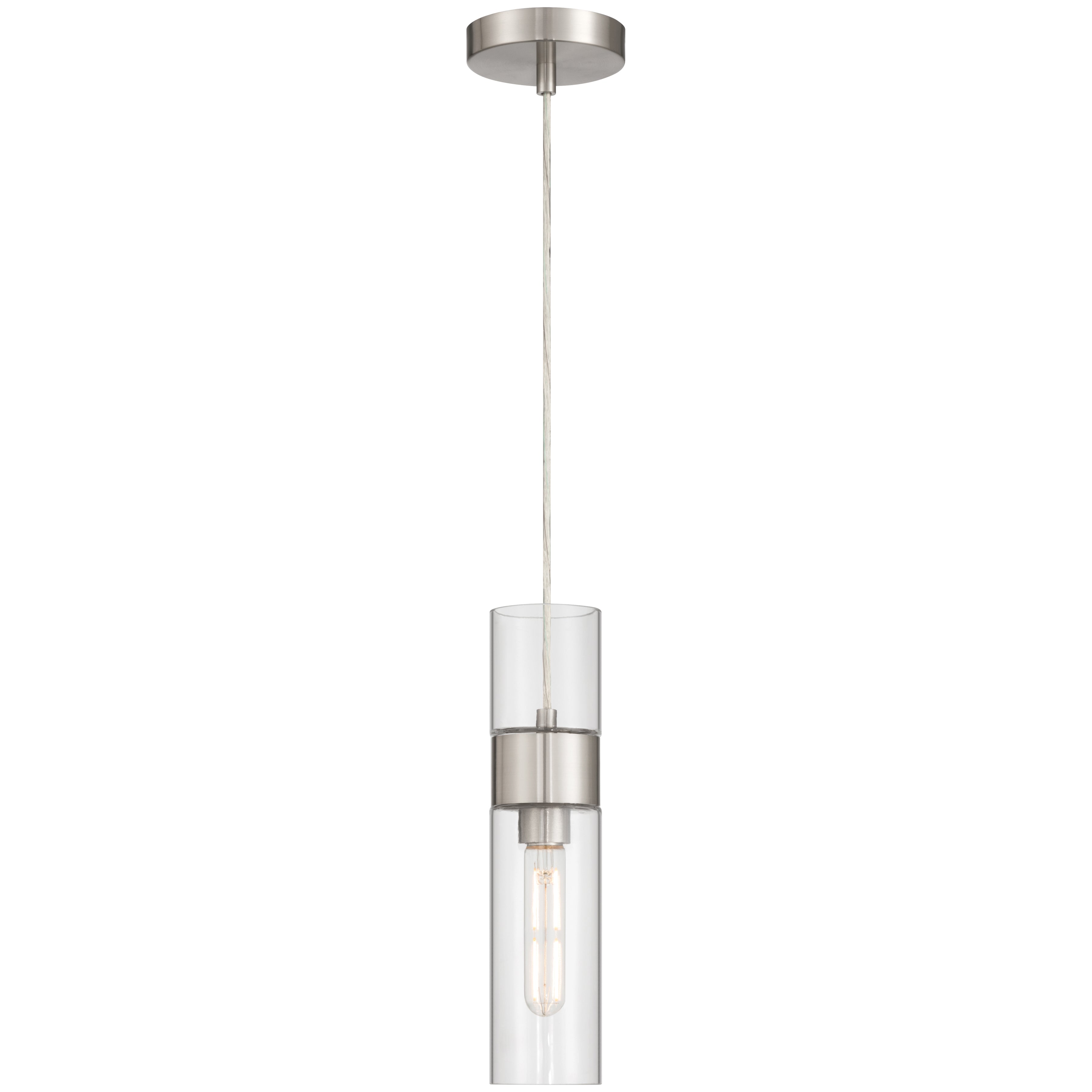 Nash 1 Light LED Pendant, Brushed Steel