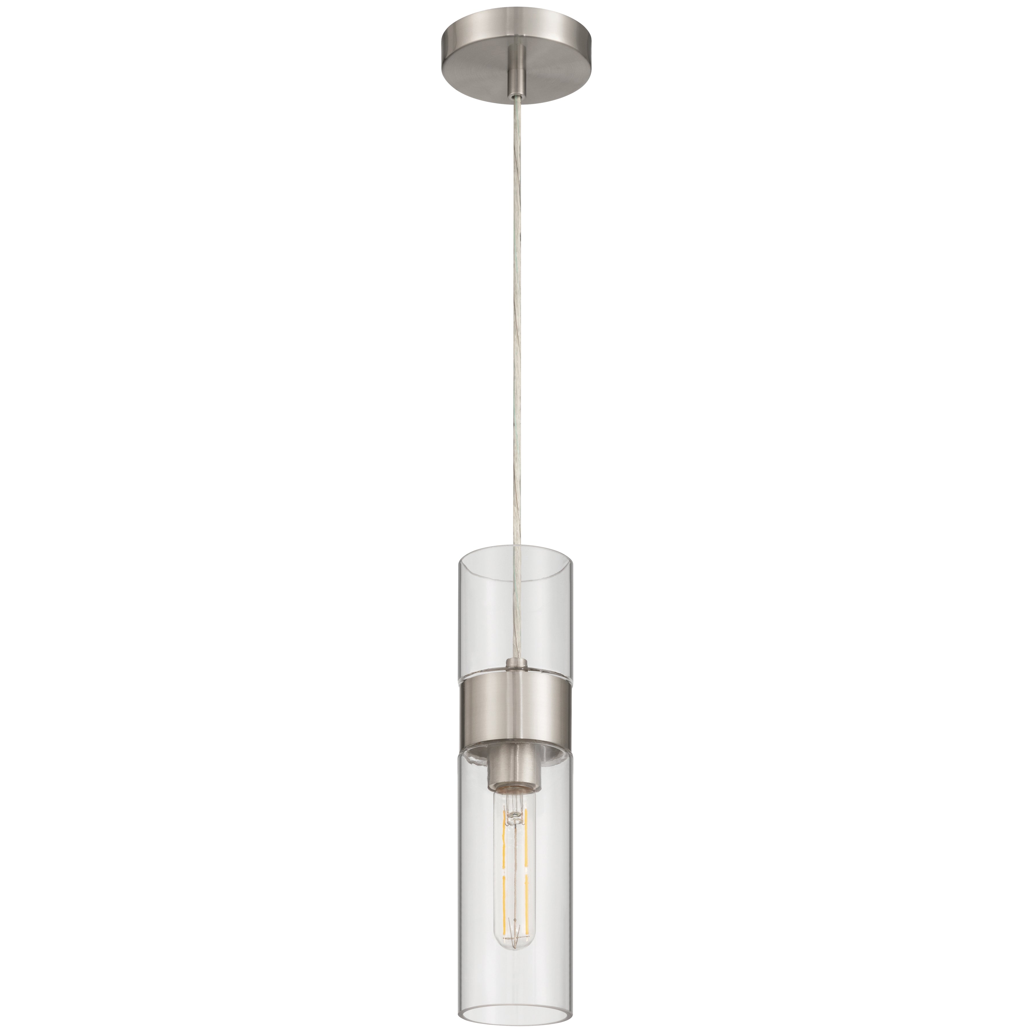 Nash 1 Light LED Pendant, Brushed Steel