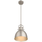 London 1 Light Pendant, Brushed Steel