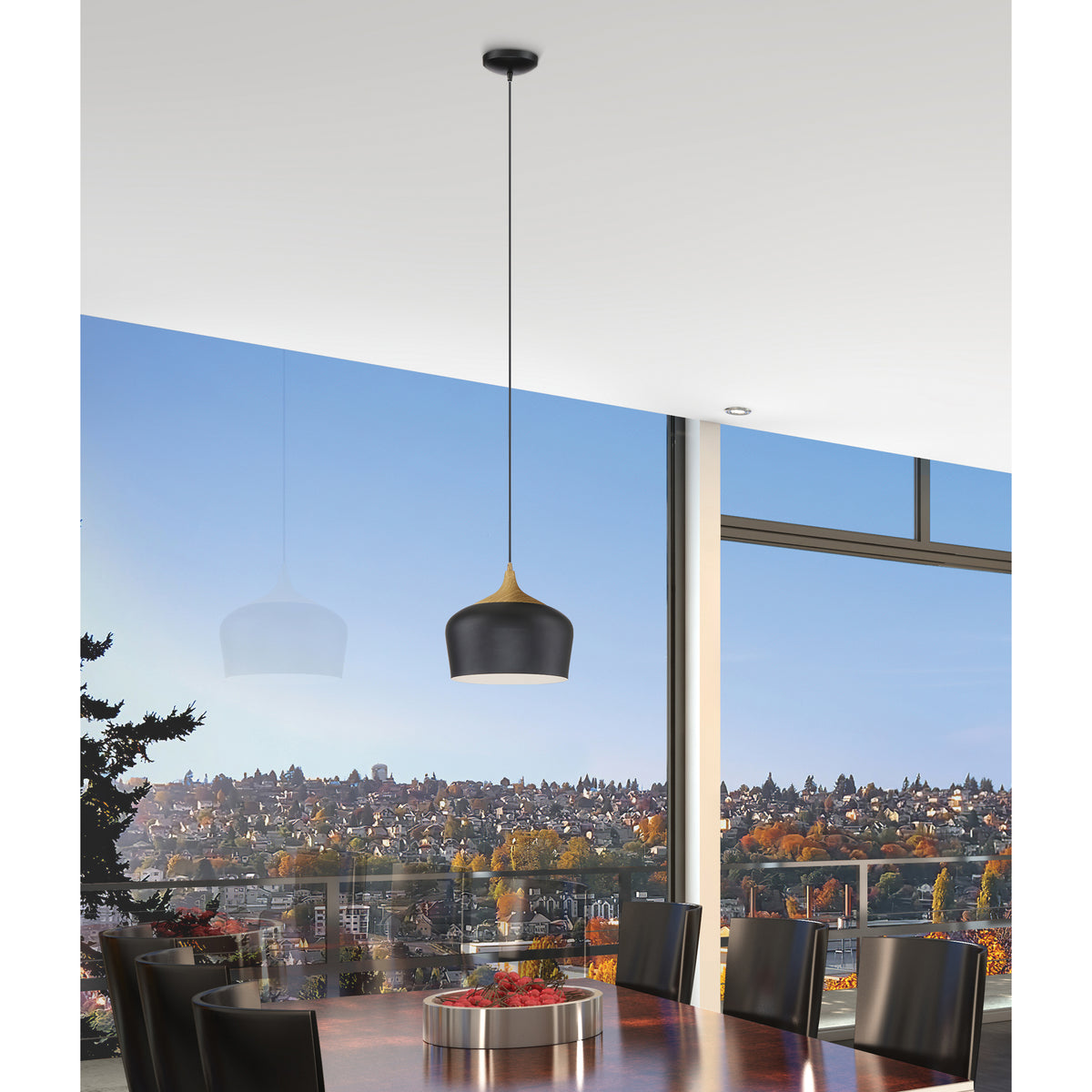 Access Lighting Blend Pendant, Black with Wood Grain, image 8