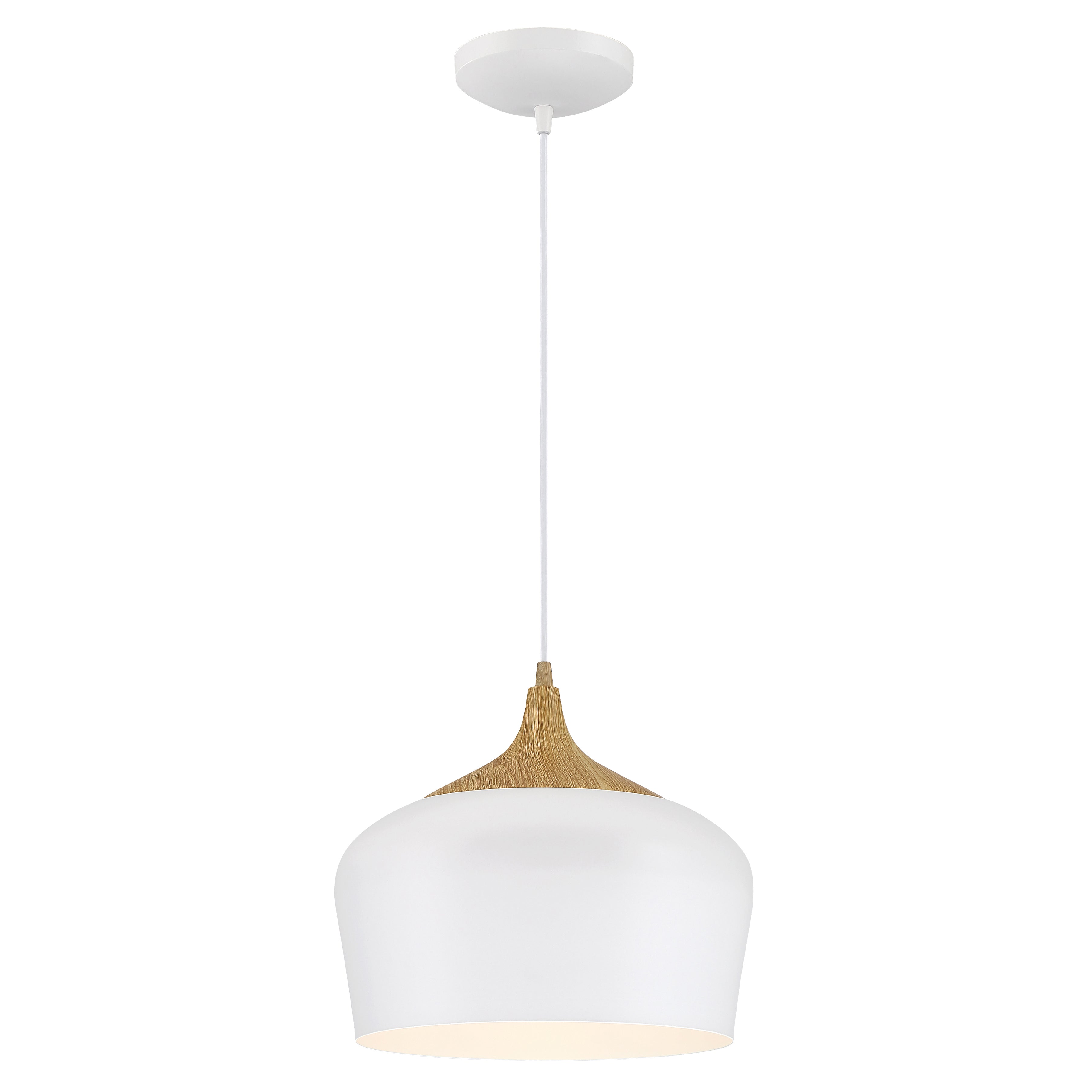 Blend Pendant, White with Wood Grain