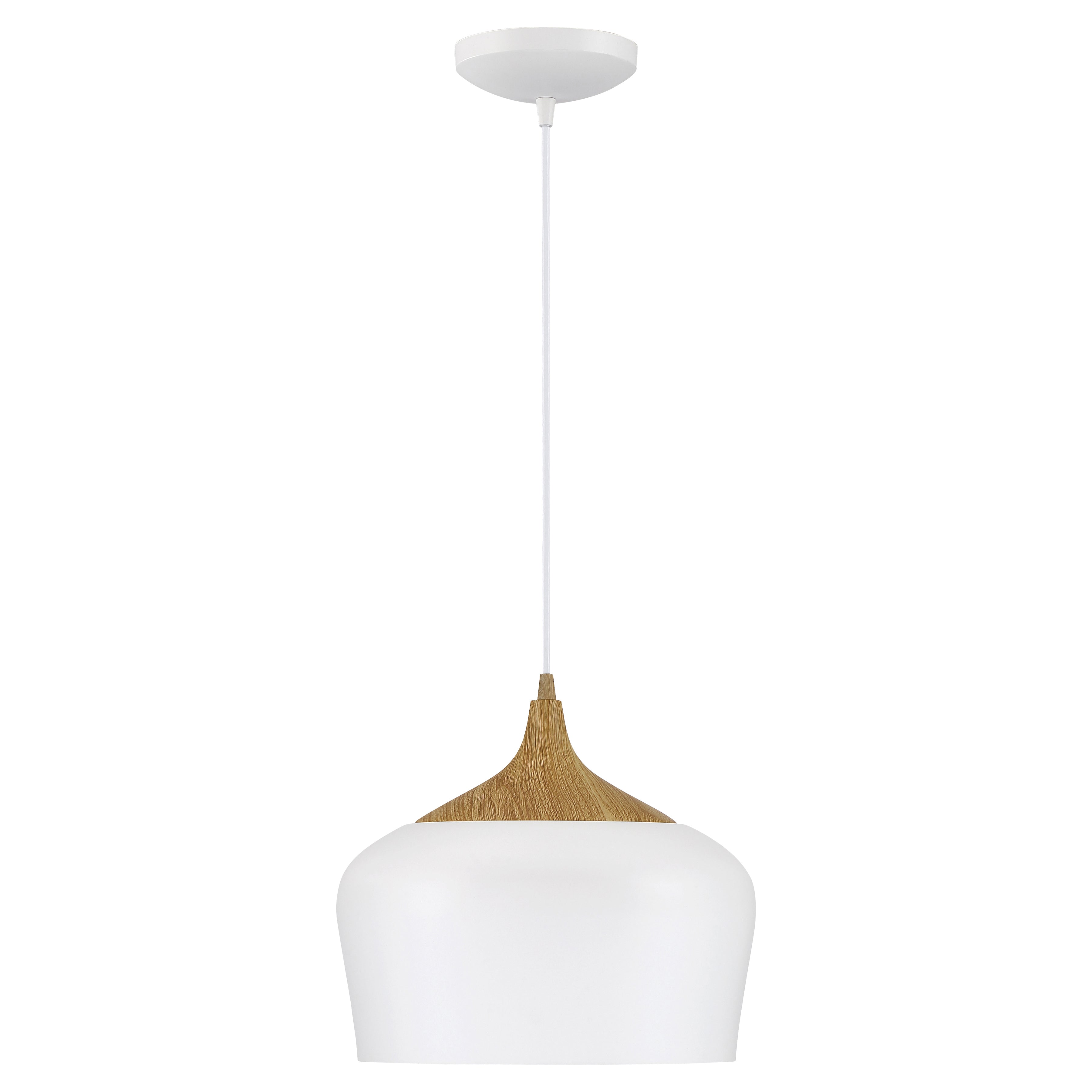 Blend Pendant, White with Wood Grain
