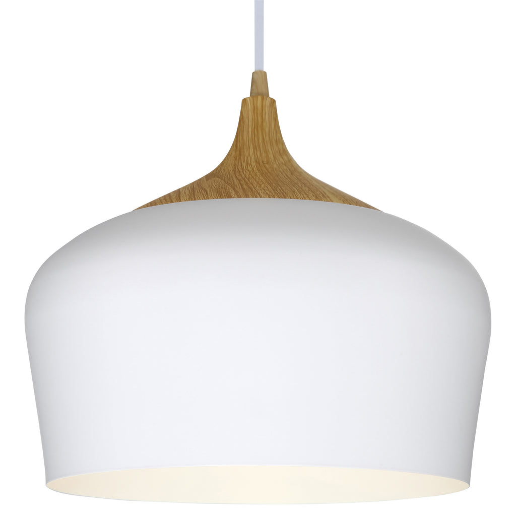 Blend Pendant, White with Wood Grain
