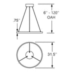 Access Lighting Anello Dual Voltage LED Pendant, Matte Black / 31.5", image 7