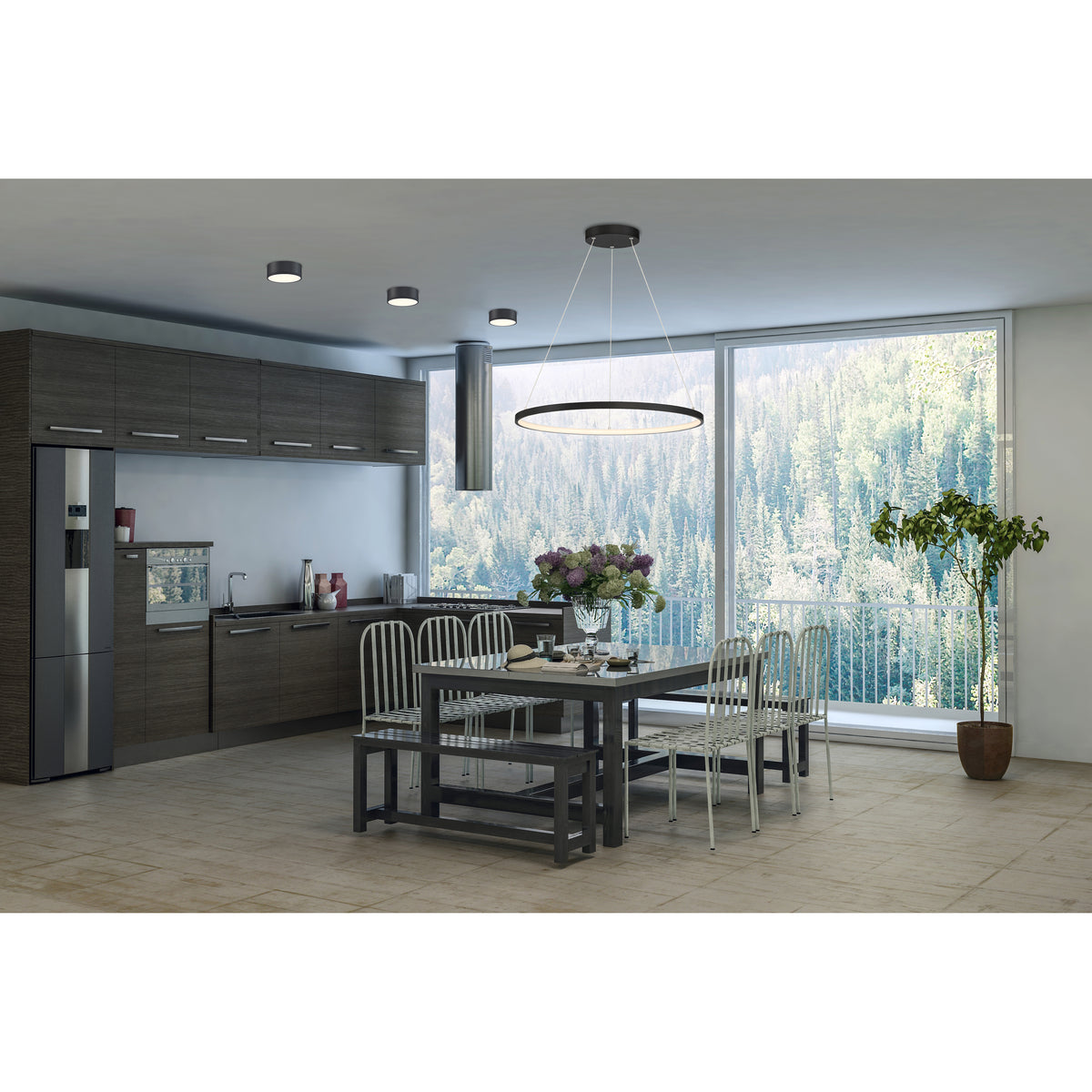 Access Lighting Anello Dual Voltage LED Pendant, Matte Black / 23.5", image 7