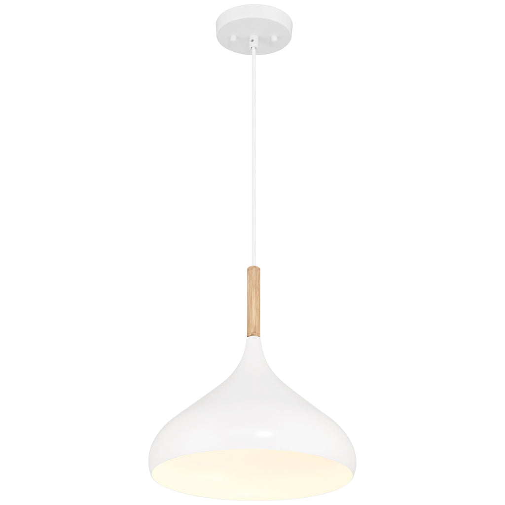 Olivia 1 Light Pendant, White