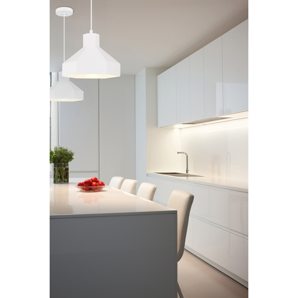 Access Lighting Poly 1 Light Pendant, Matte White, image 7