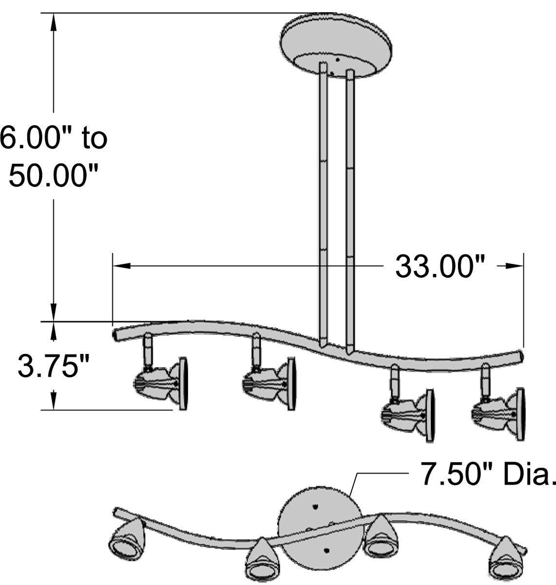 Access Lighting Cobra 4 Light Adjustable LED Pendant or Semi-Flush, image 2