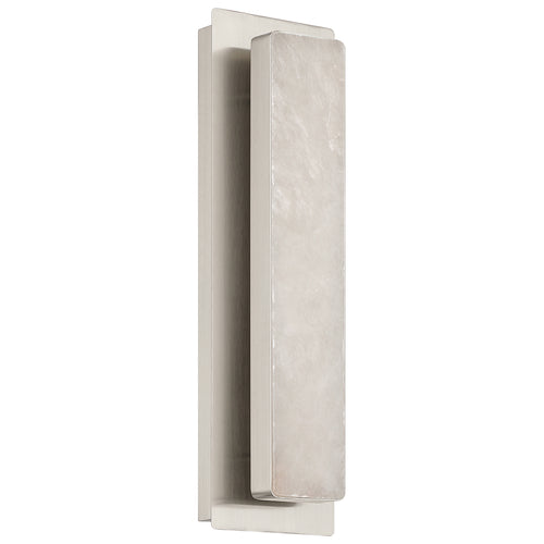 The Ada 5CCT LED Wall Sconce by Access Lighting features a rectangular modern design with a brushed steel finish and a frosted, vertically oriented light panel.