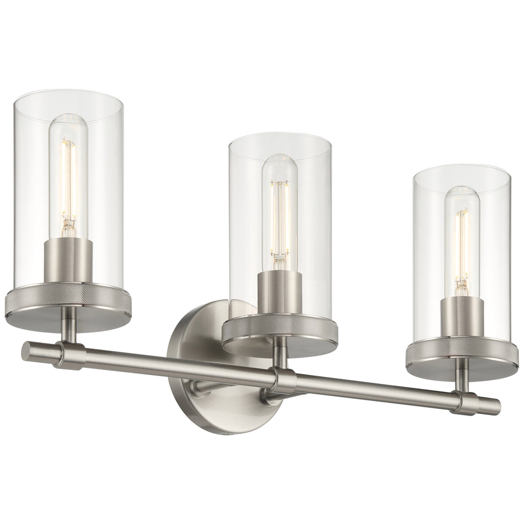 Lily 3 Light Vanity, Brushed Steel