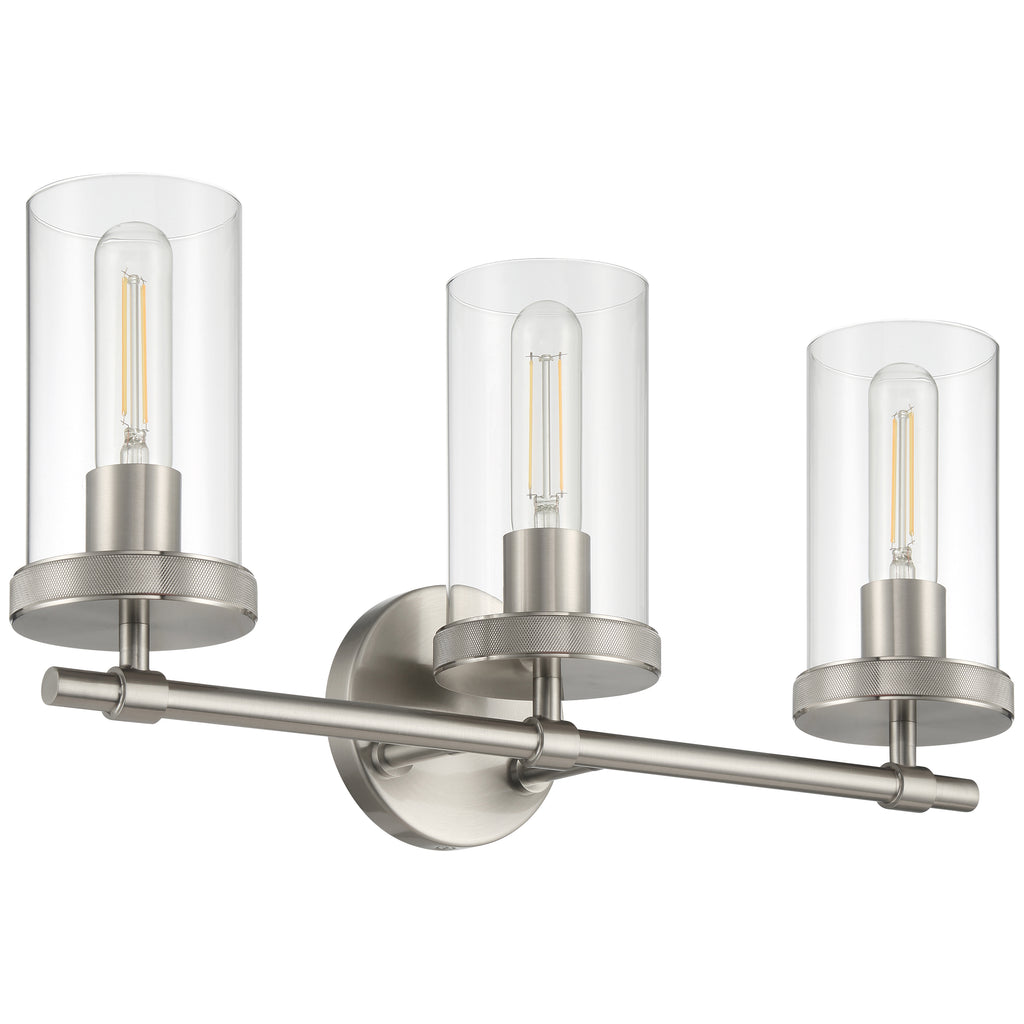 Lily 3 Light Vanity, Brushed Steel