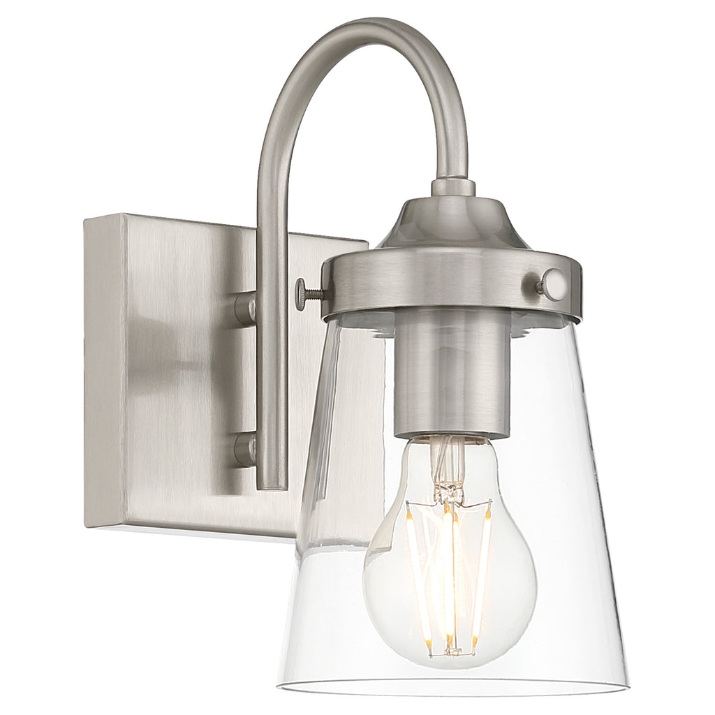 Dickens 1 Light Wall Sconce, Brushed Steel