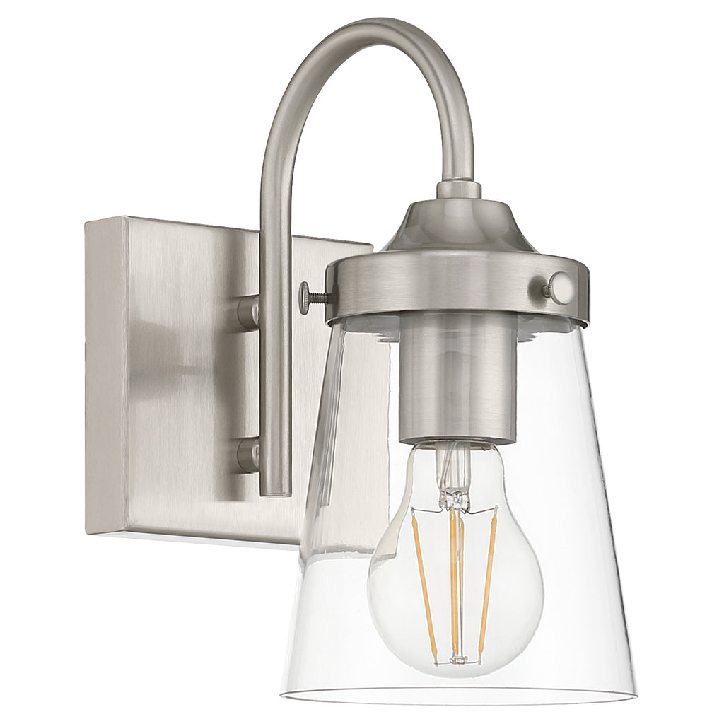 Dickens 1 Light Wall Sconce, Brushed Steel