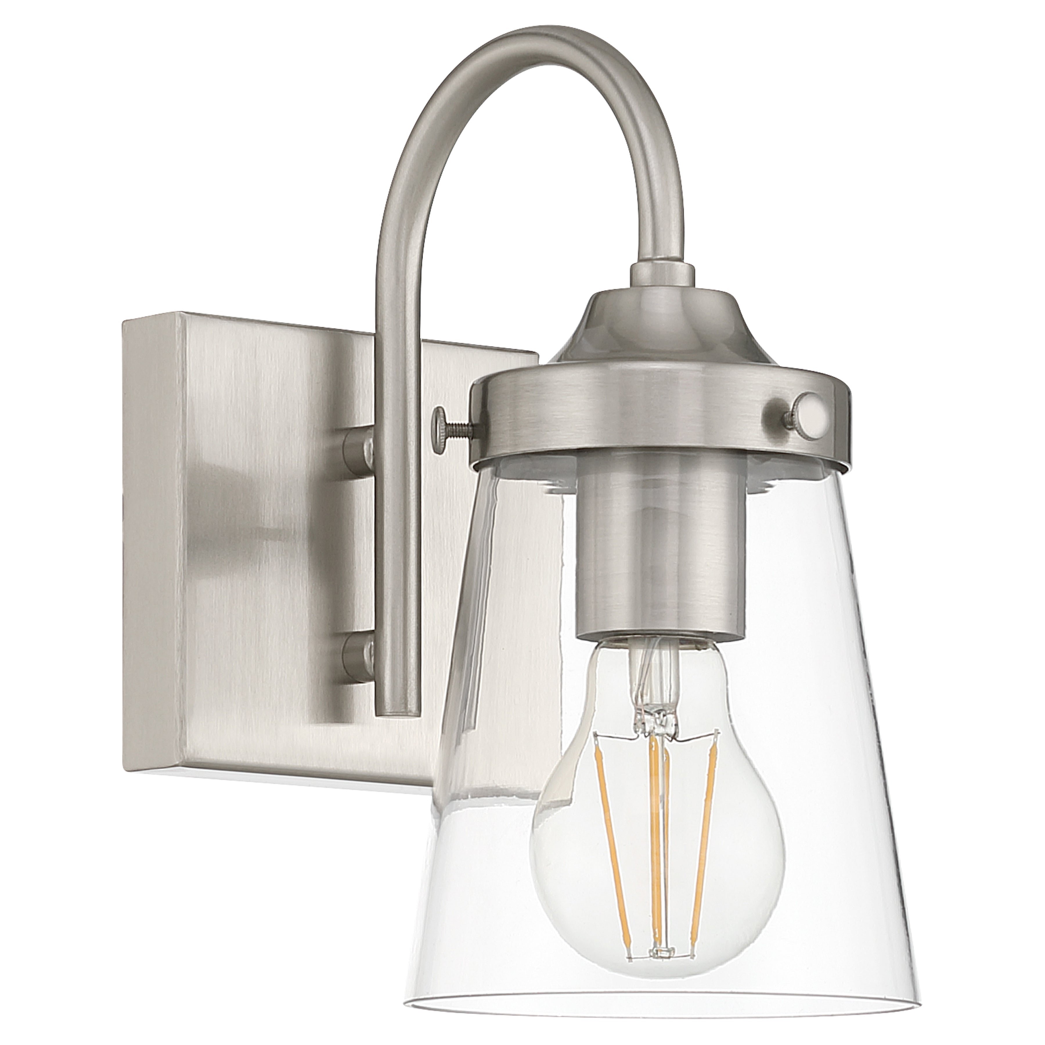 Dickens 1 Light Wall Sconce, Brushed Steel