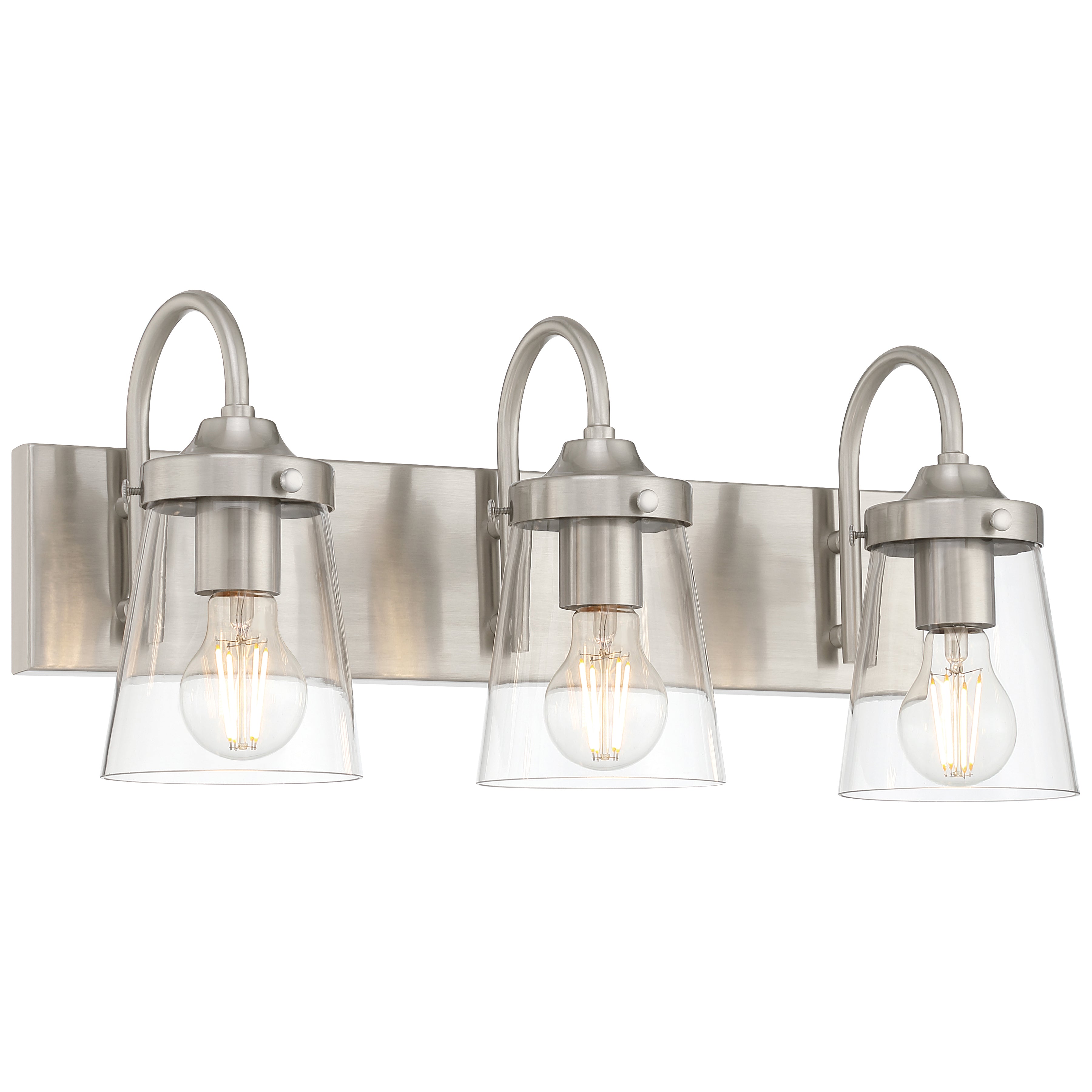 Dickens 3 Light Vanity, Brushed Steel