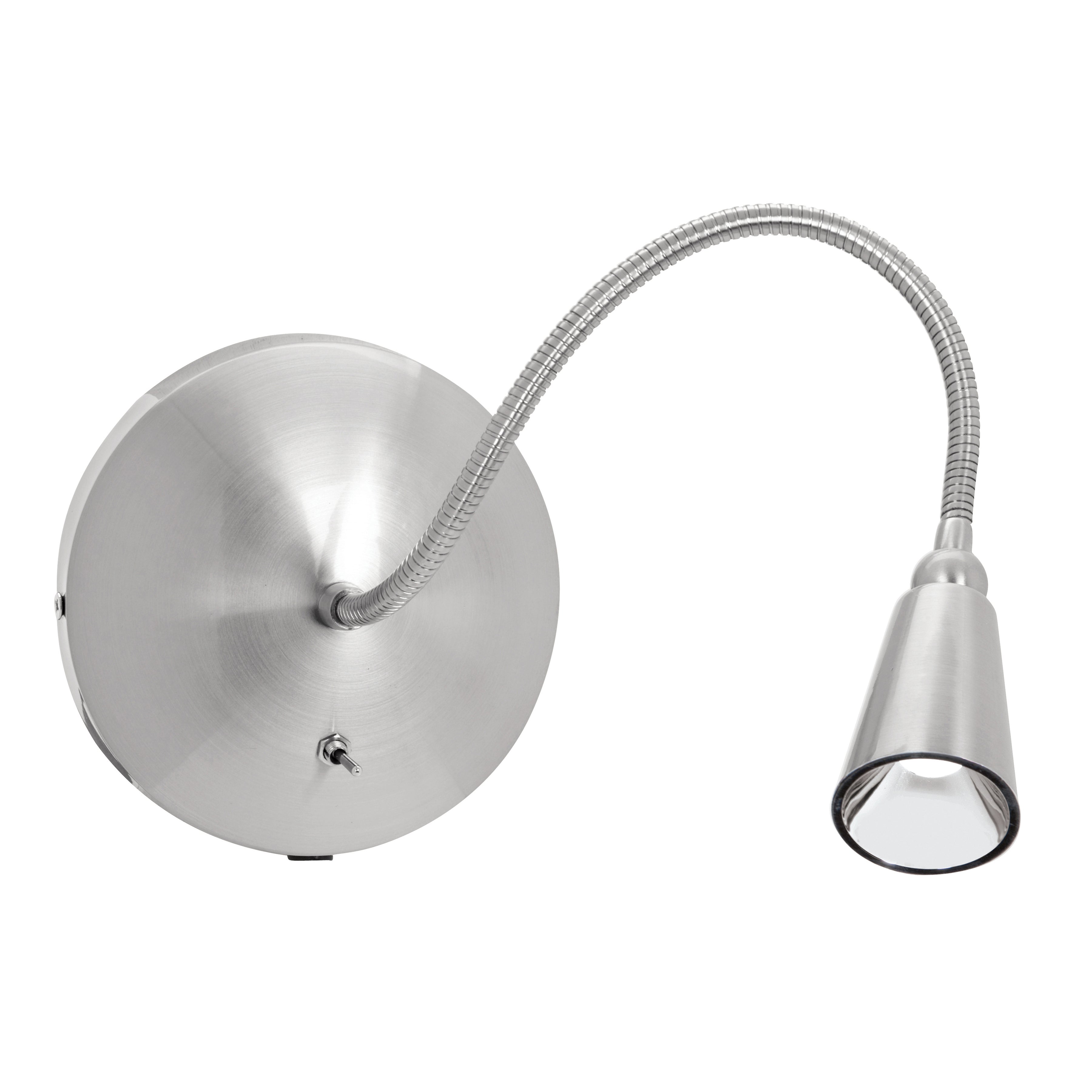 Bunk Gooseneck LED Wall Reading Light, Brushed Steel