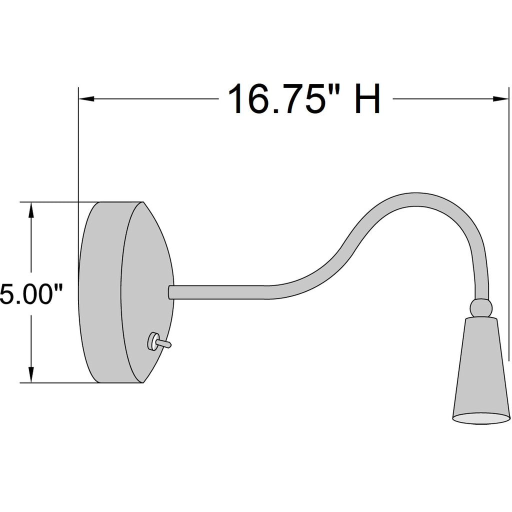 Access Lighting Bunk Gooseneck LED Wall Reading Light, Brushed Steel, image 2