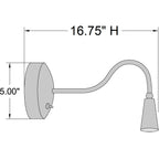 Access Lighting Bunk Gooseneck LED Wall Reading Light, Brushed Steel, image 2