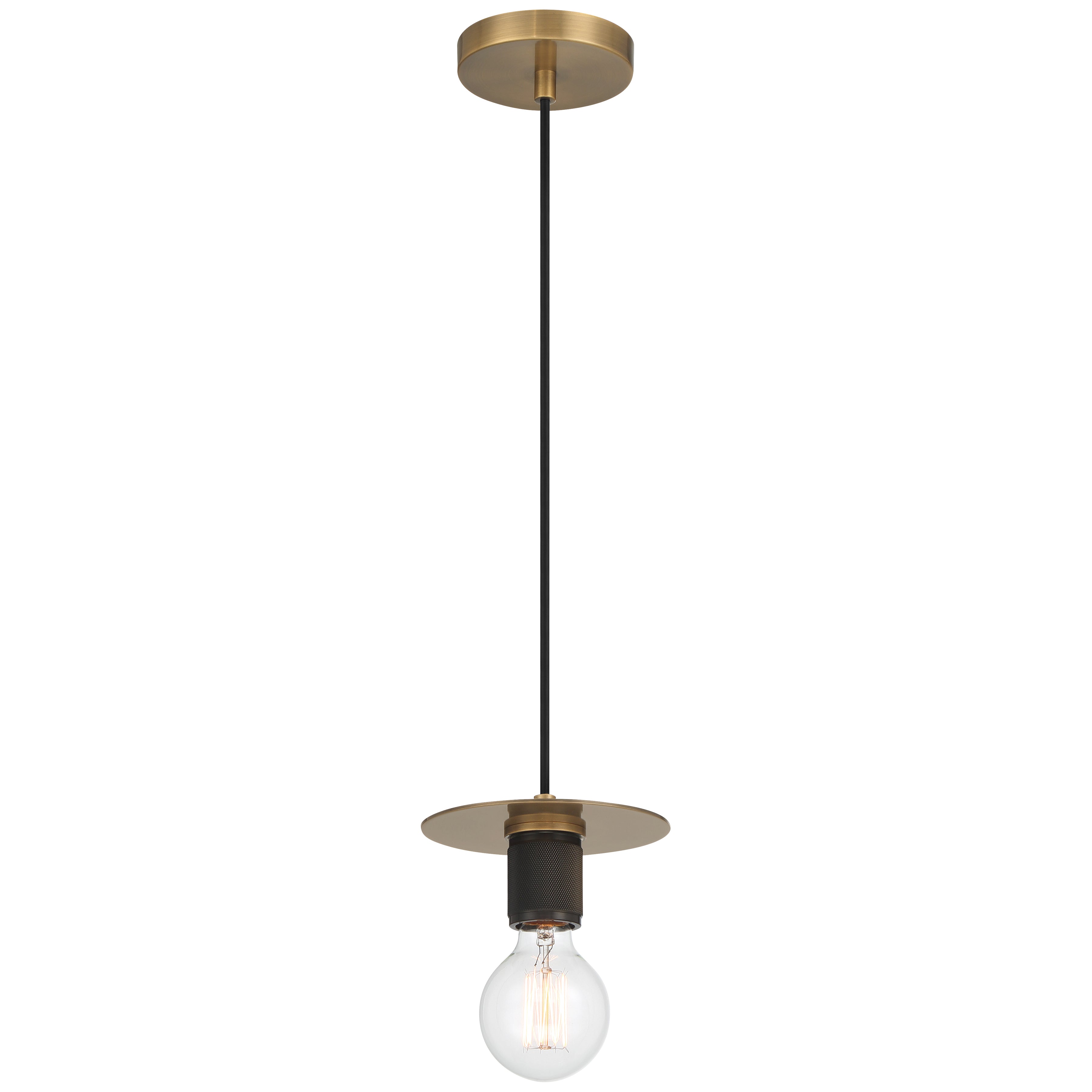 Central 1 Light Pendant, Antique Brass