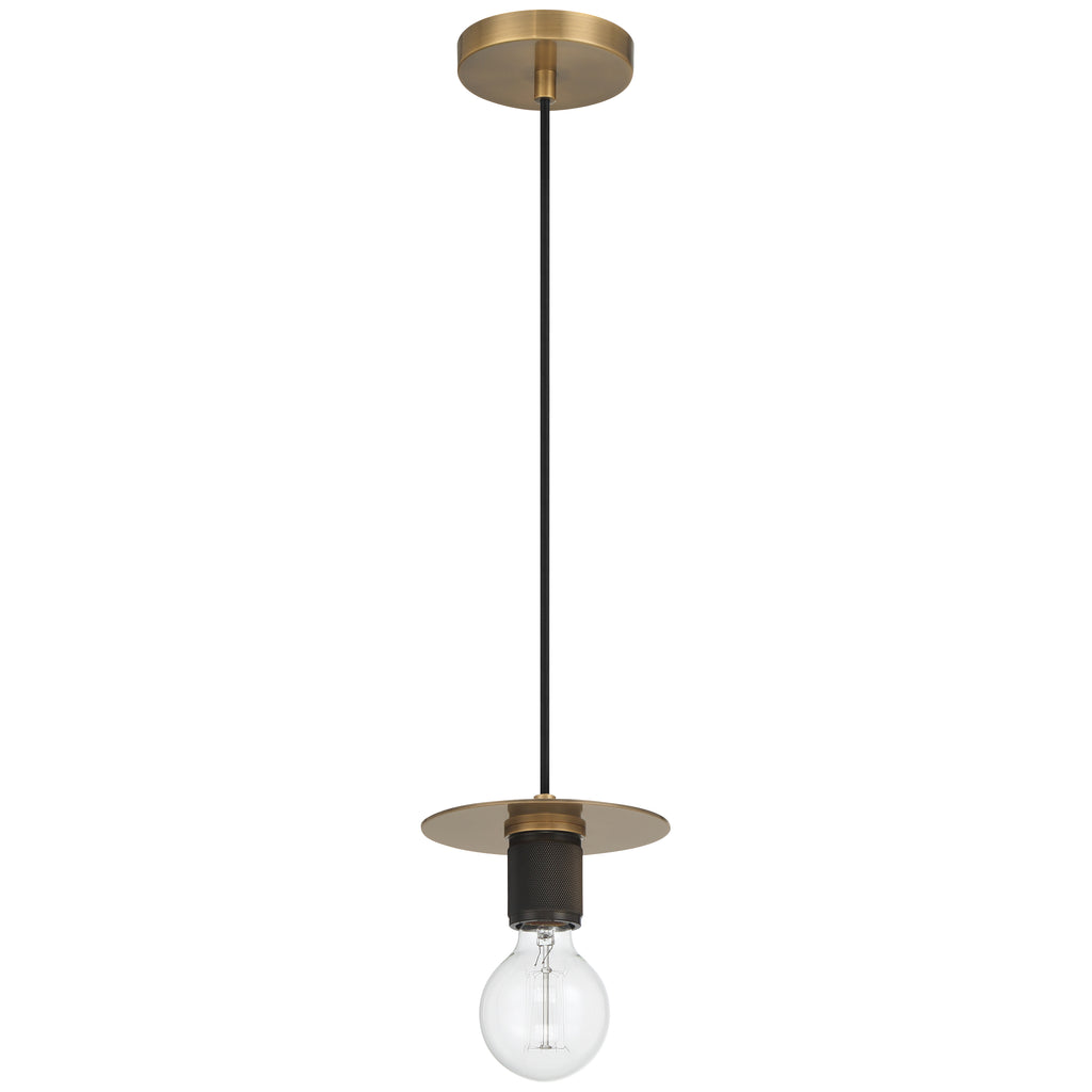 Central 1 Light Pendant, Antique Brass