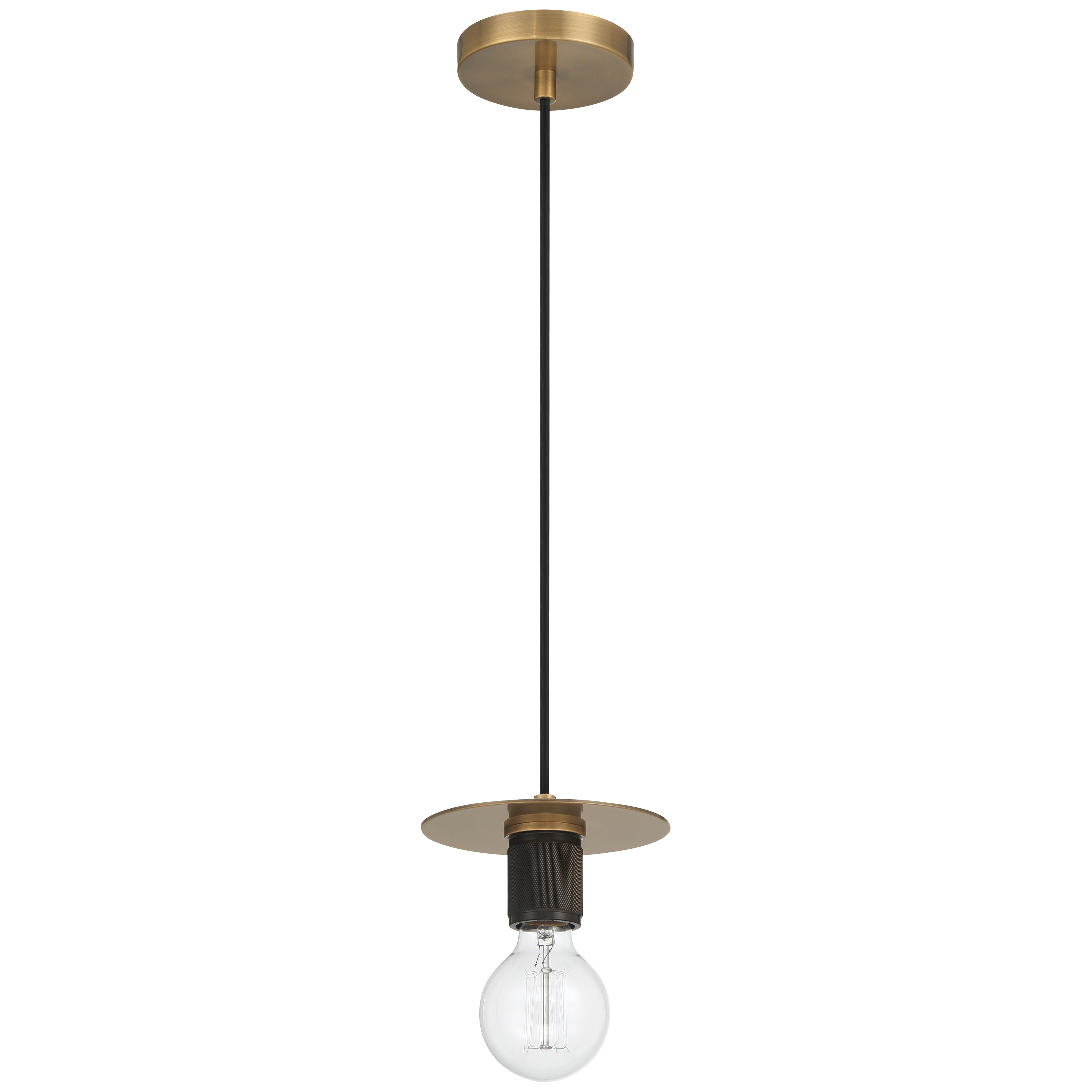Central 1 Light Pendant, Antique Brass