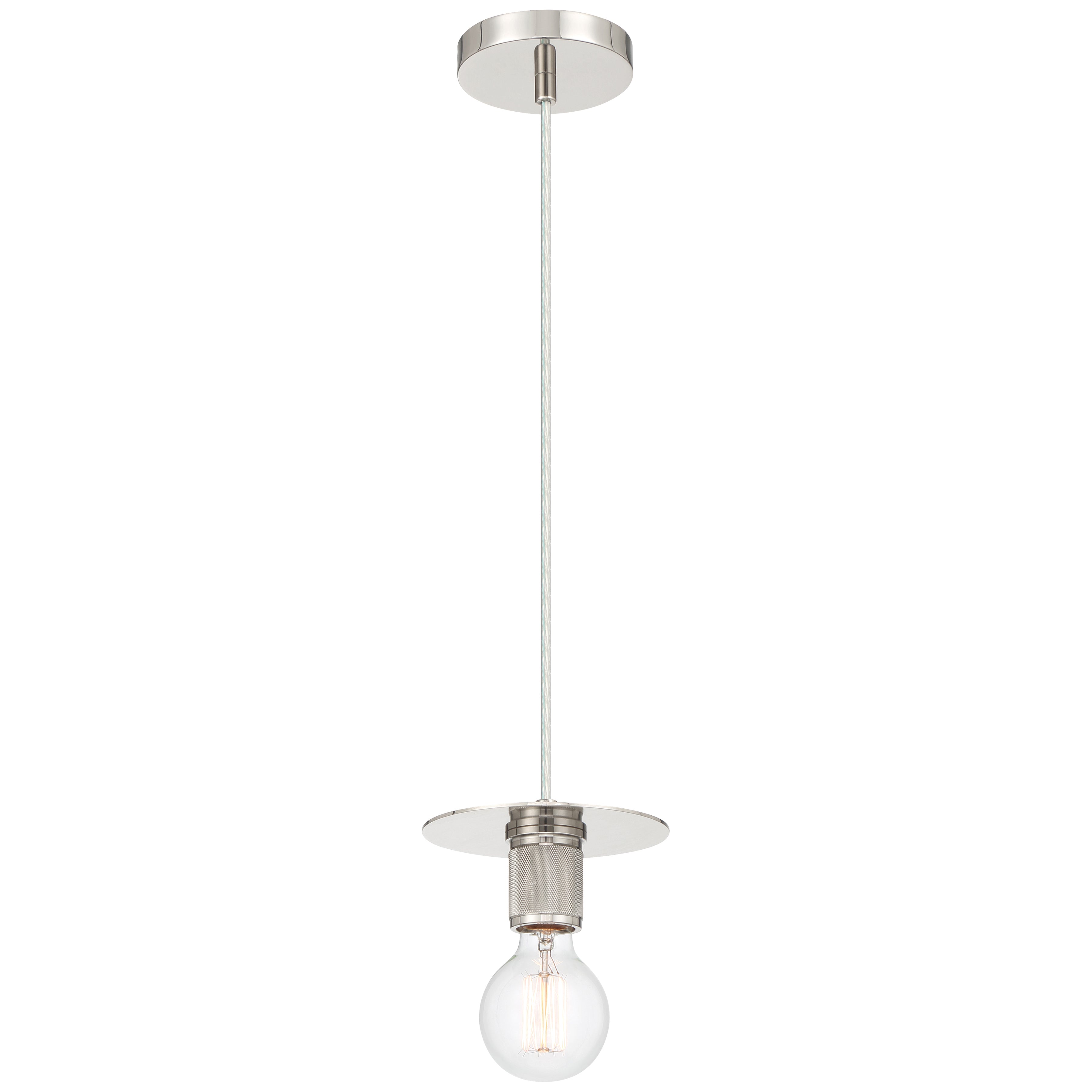 Central 1 Light Pendant, Polished Nickel