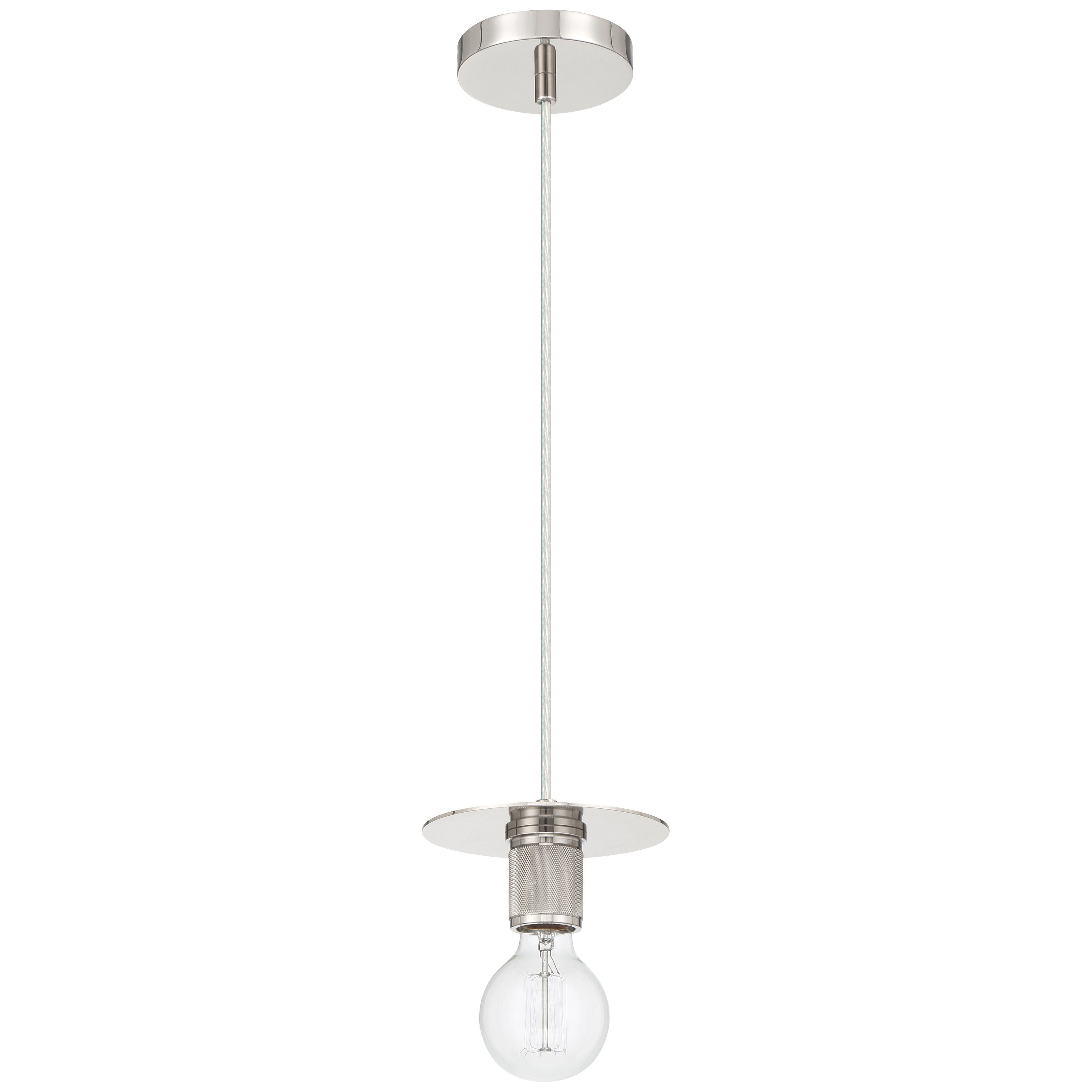 Central 1 Light Pendant, Polished Nickel