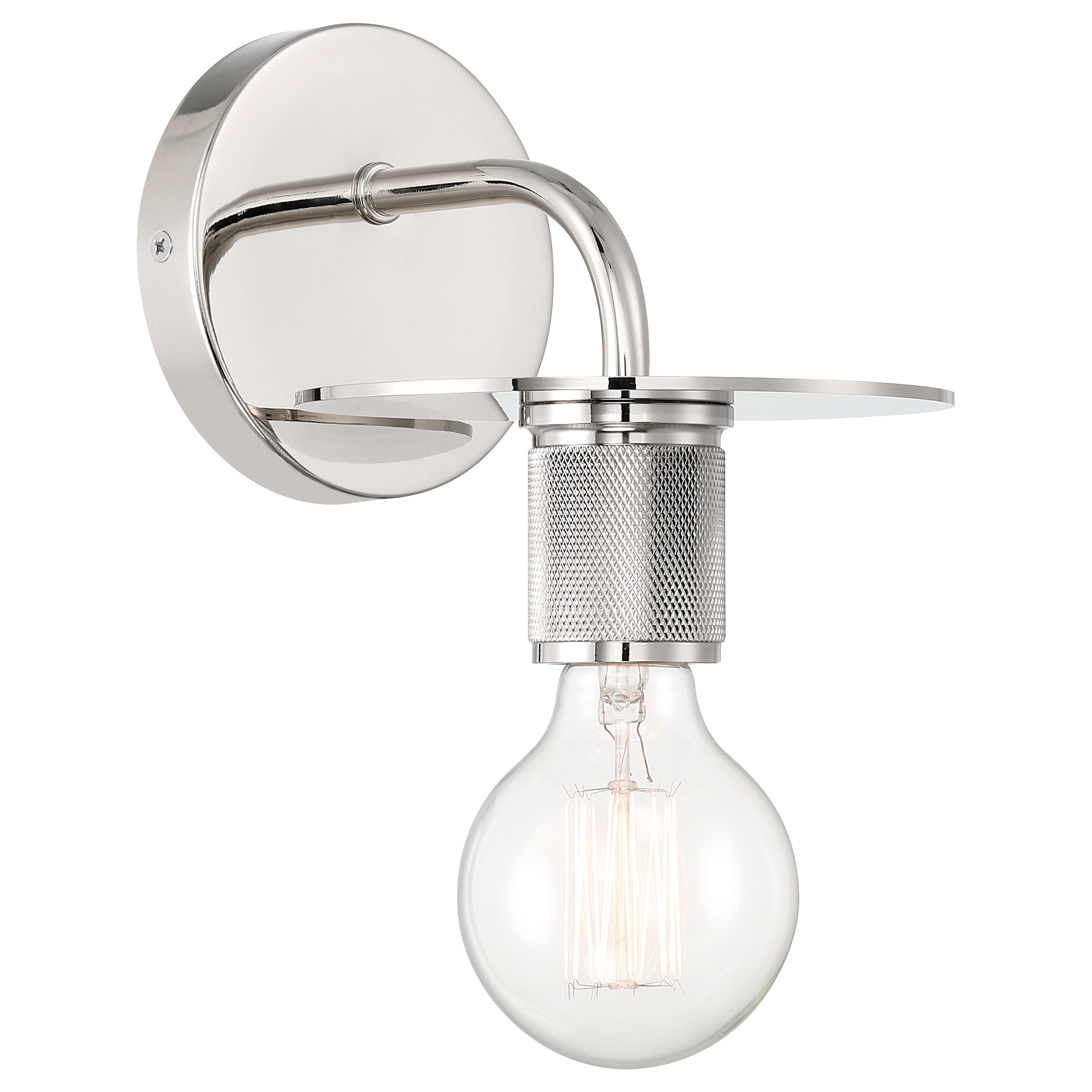 Central 1 Light Wall Sconce, Polished Nickel