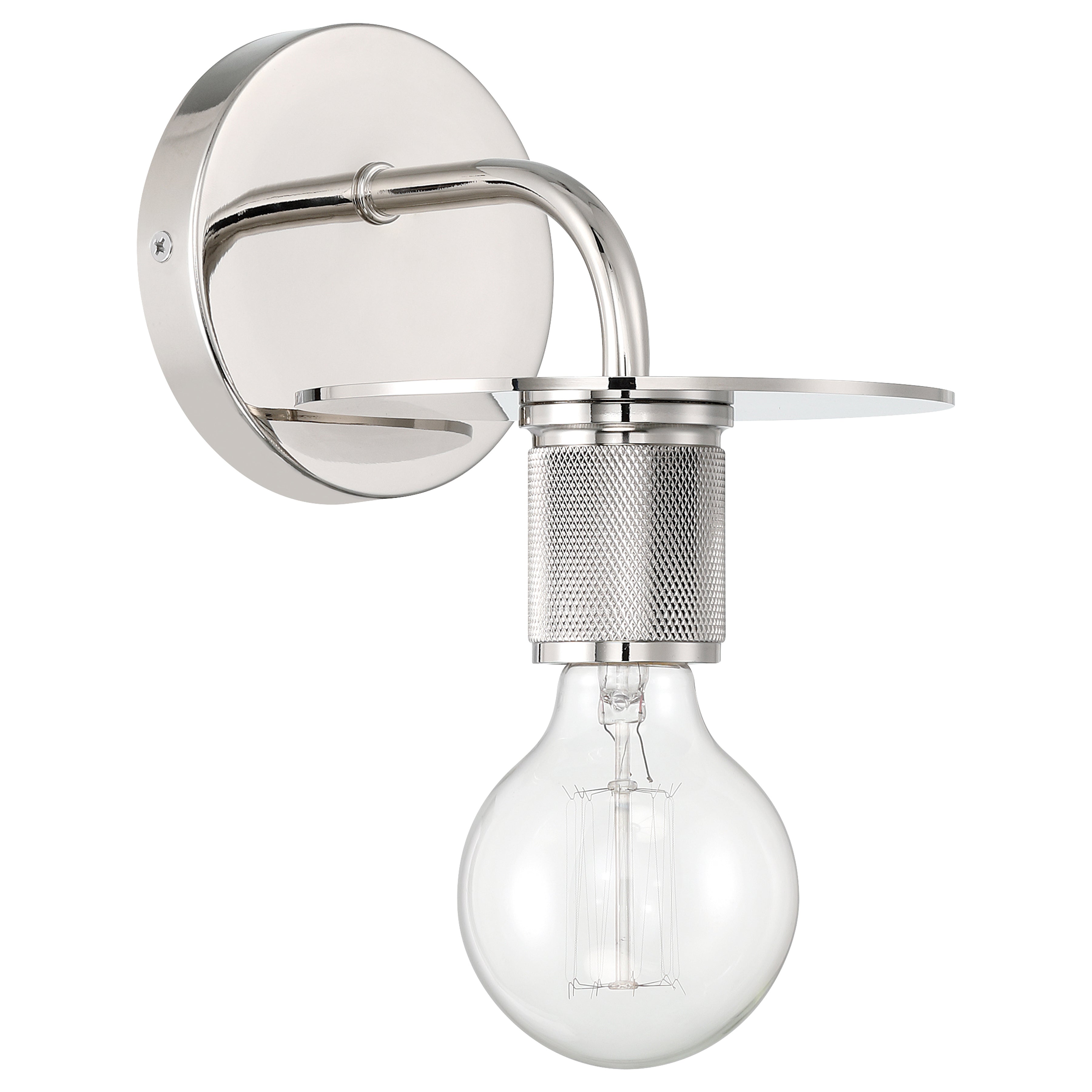 Central 1 Light Wall Sconce, Polished Nickel