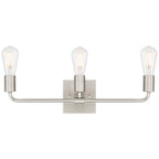 Virgin 3 Light Vanity by Access Lighting features three exposed filament bulbs and a brushed steel finish, mounted on a rectangular wall plate.
