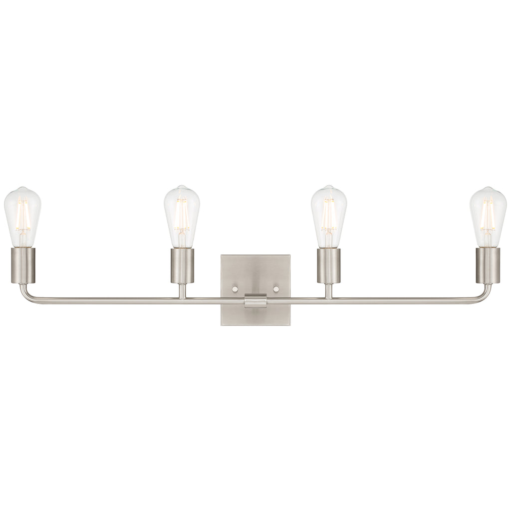 Virgin 4 Light Vanity, Brushed Steel
