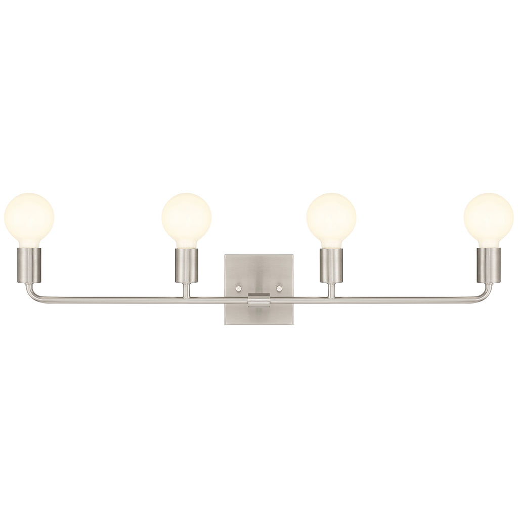 Virgin 4 Light Vanity, Brushed Steel