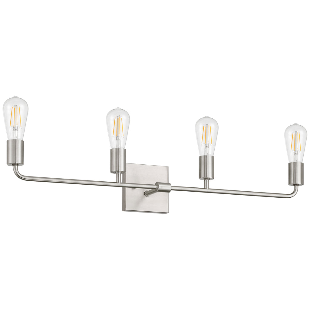 Virgin 4 Light Vanity, Brushed Steel