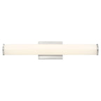 Summit LED Vanity, 24″ by Access Lighting—a wall-mounted LED light fixture featuring a rectangular frosted shade and metallic base—photographed against a white background.