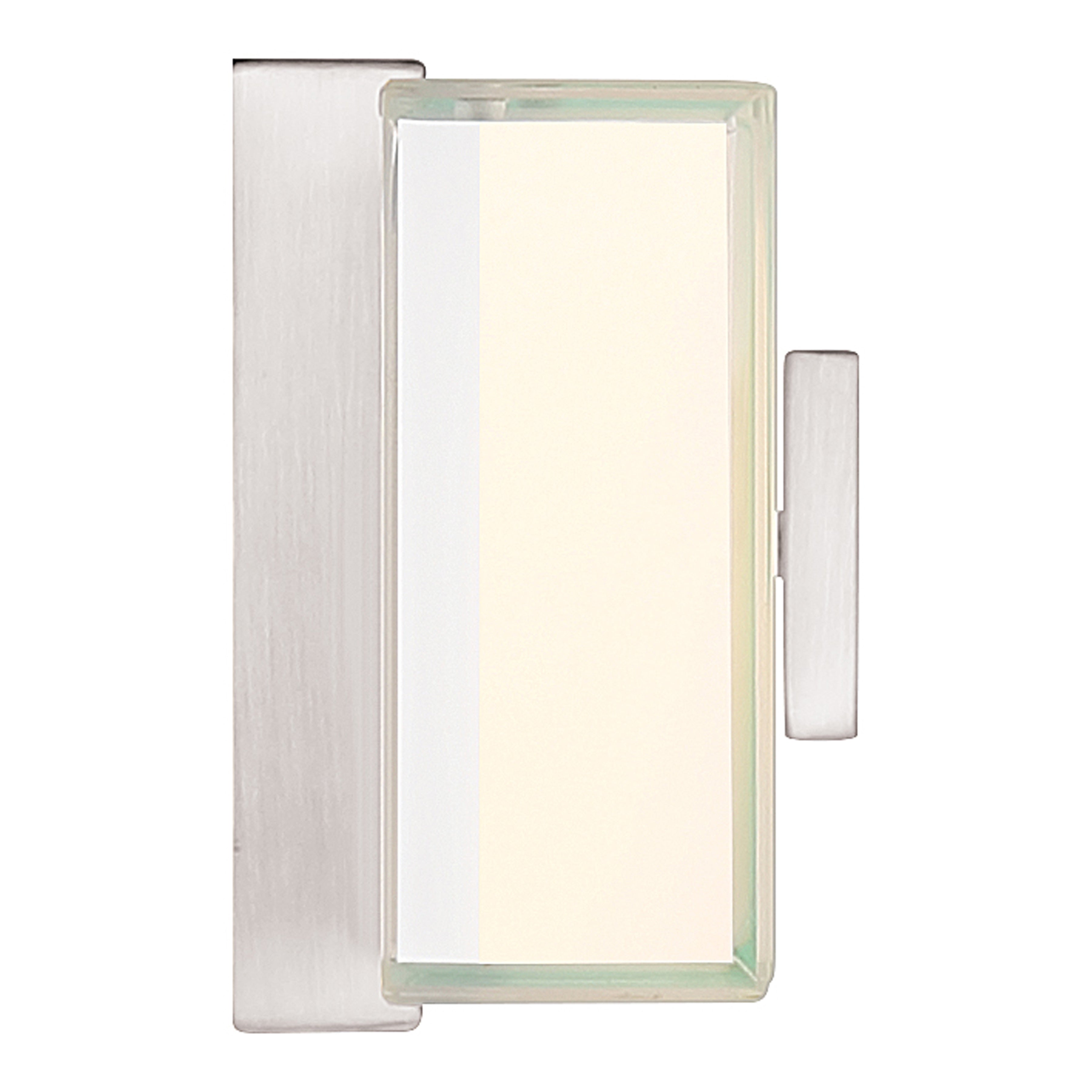 Restore LED Vanity by Access Lighting in Brushed Steel (30W), featuring a frosted glass panel and a brushed metal frame, displayed against a white background.
