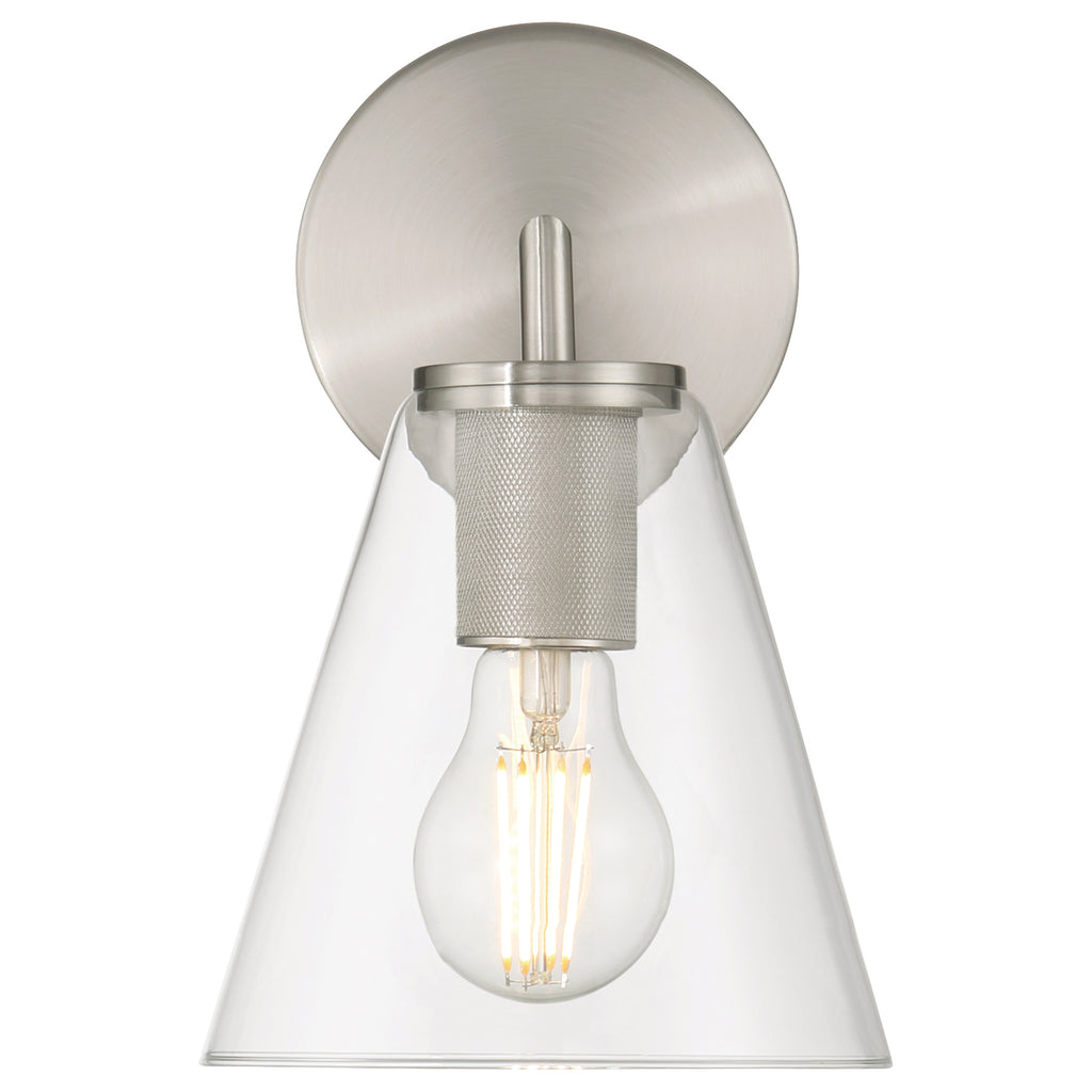 Katie 1 Light Wall Sconce, Brushed Steel