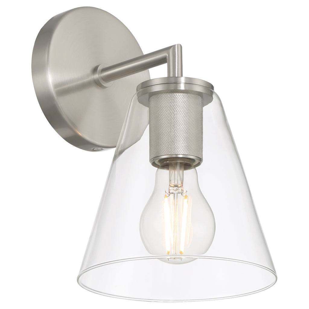 Katie 1 Light Wall Sconce, Brushed Steel