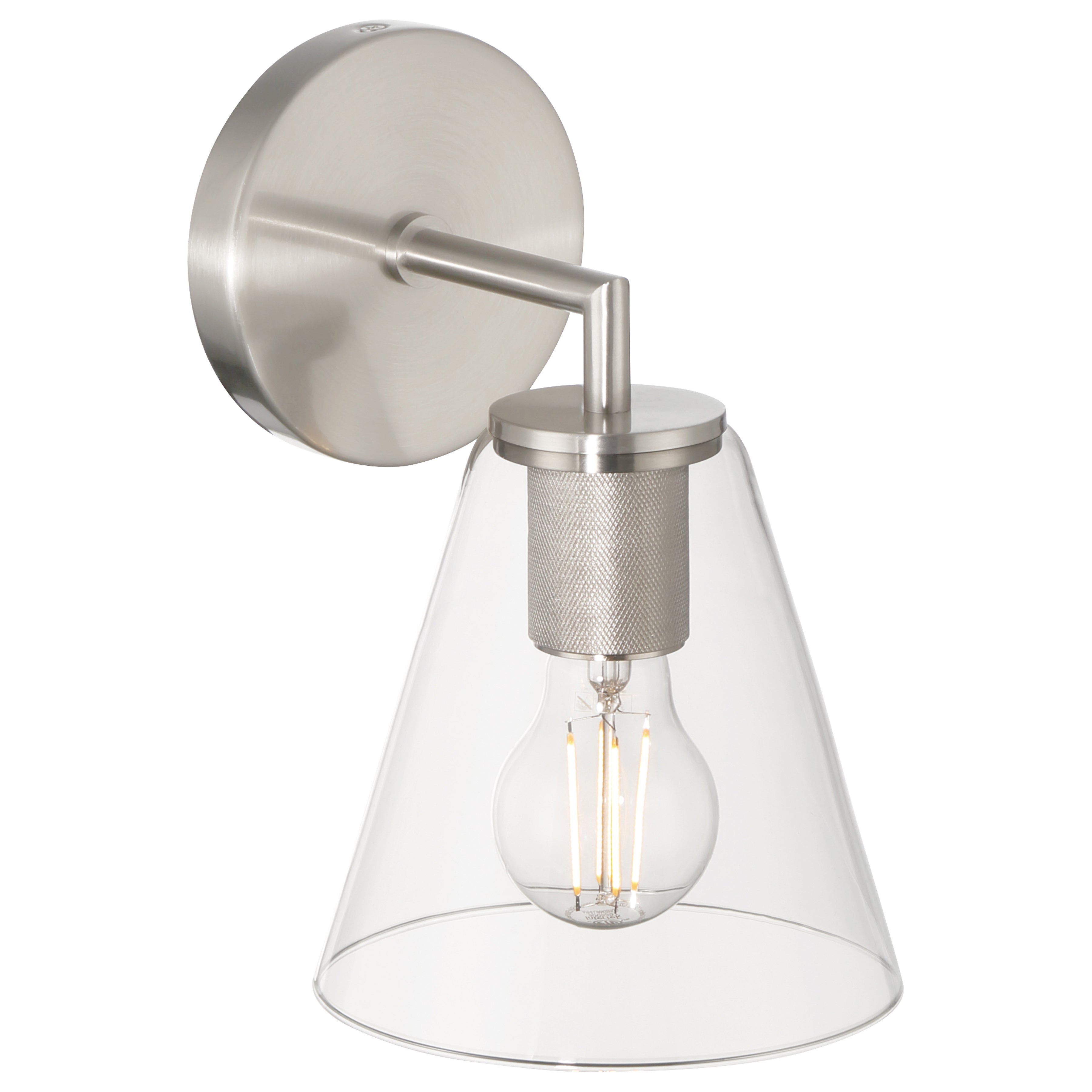 Katie 1 Light Wall Sconce, Brushed Steel