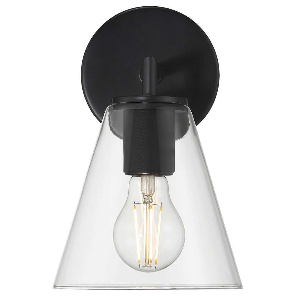 Katie 1 Light Wall Sconce, Matte Black