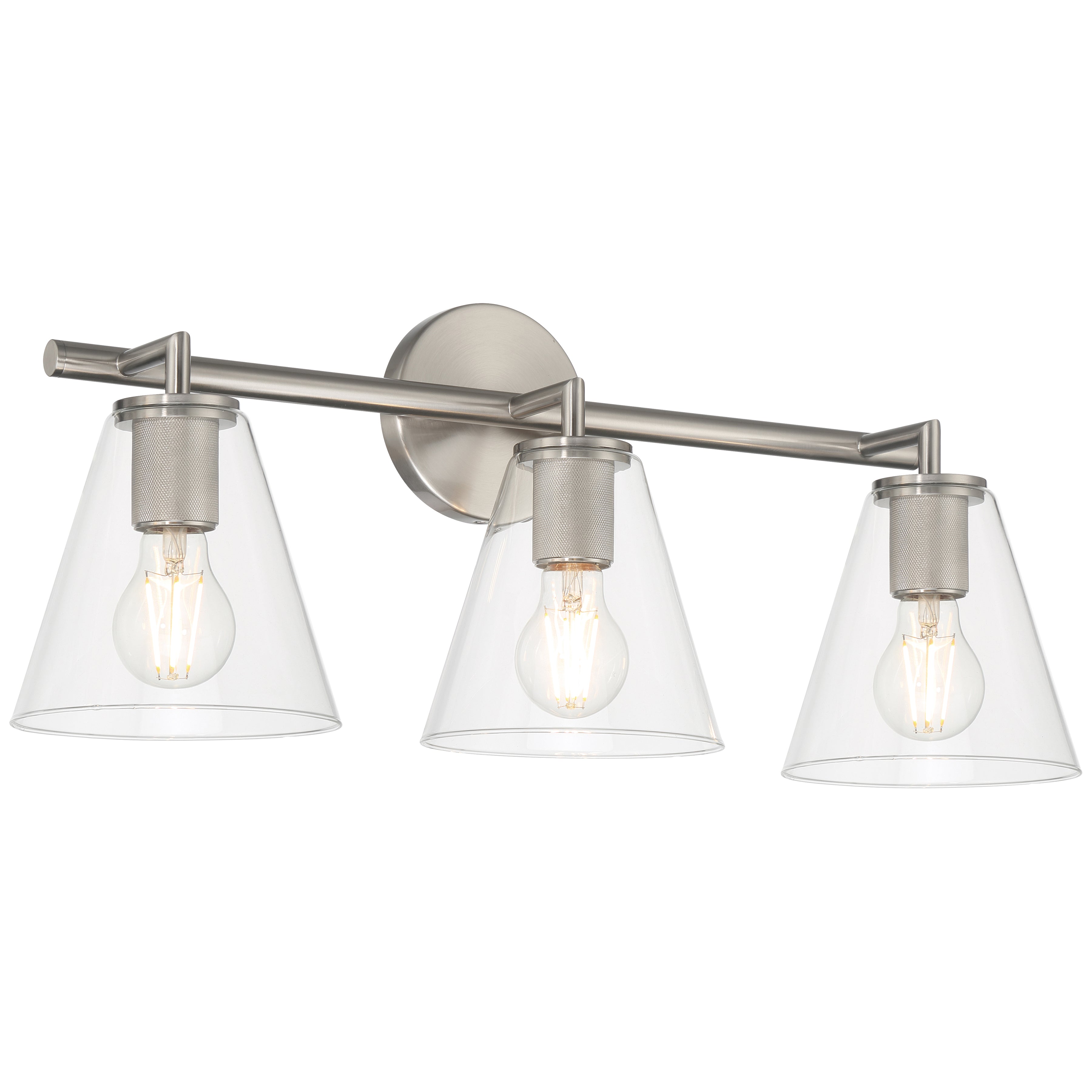 Katie 3 Light Vanity, Brushed Steel