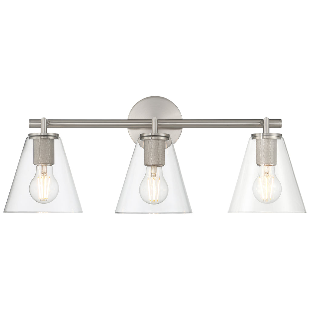 Katie 3 Light Vanity, Brushed Steel