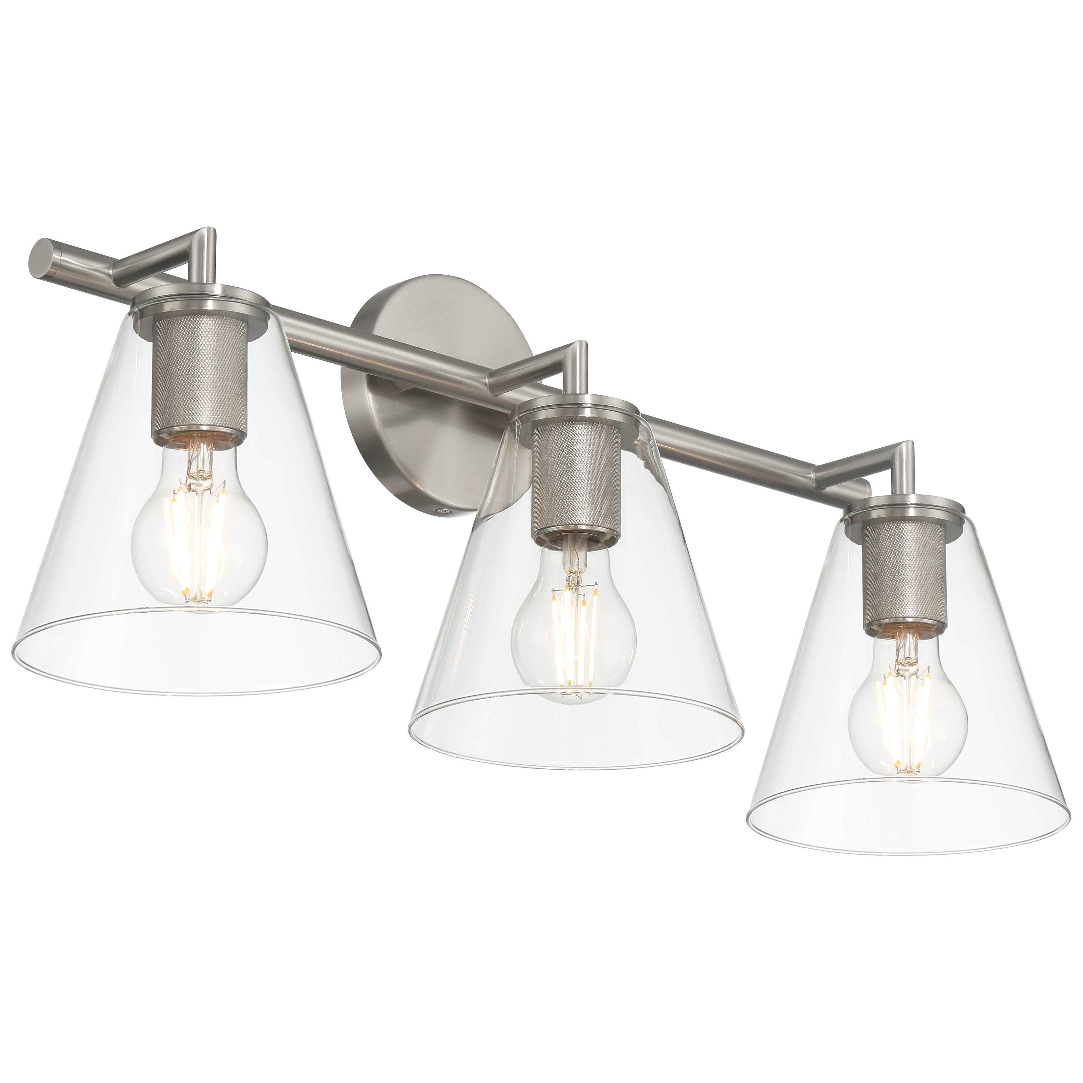 Katie 3 Light Vanity, Brushed Steel