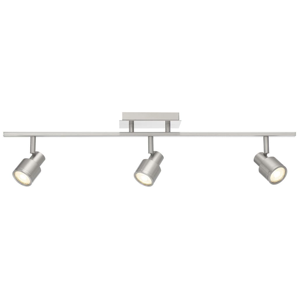 Lincoln 3 Light Adjustable LED Track, Brushed Steel