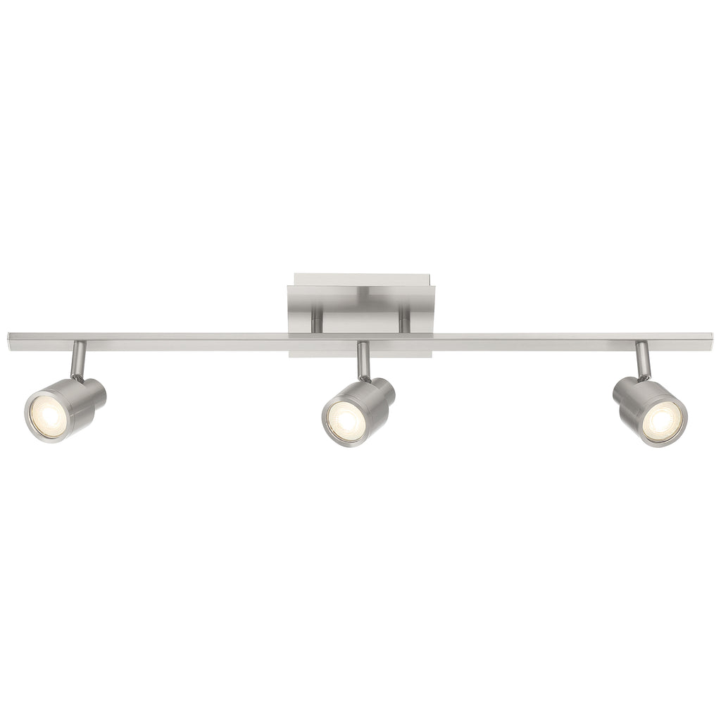 Lincoln 3 Light Adjustable LED Track, Brushed Steel