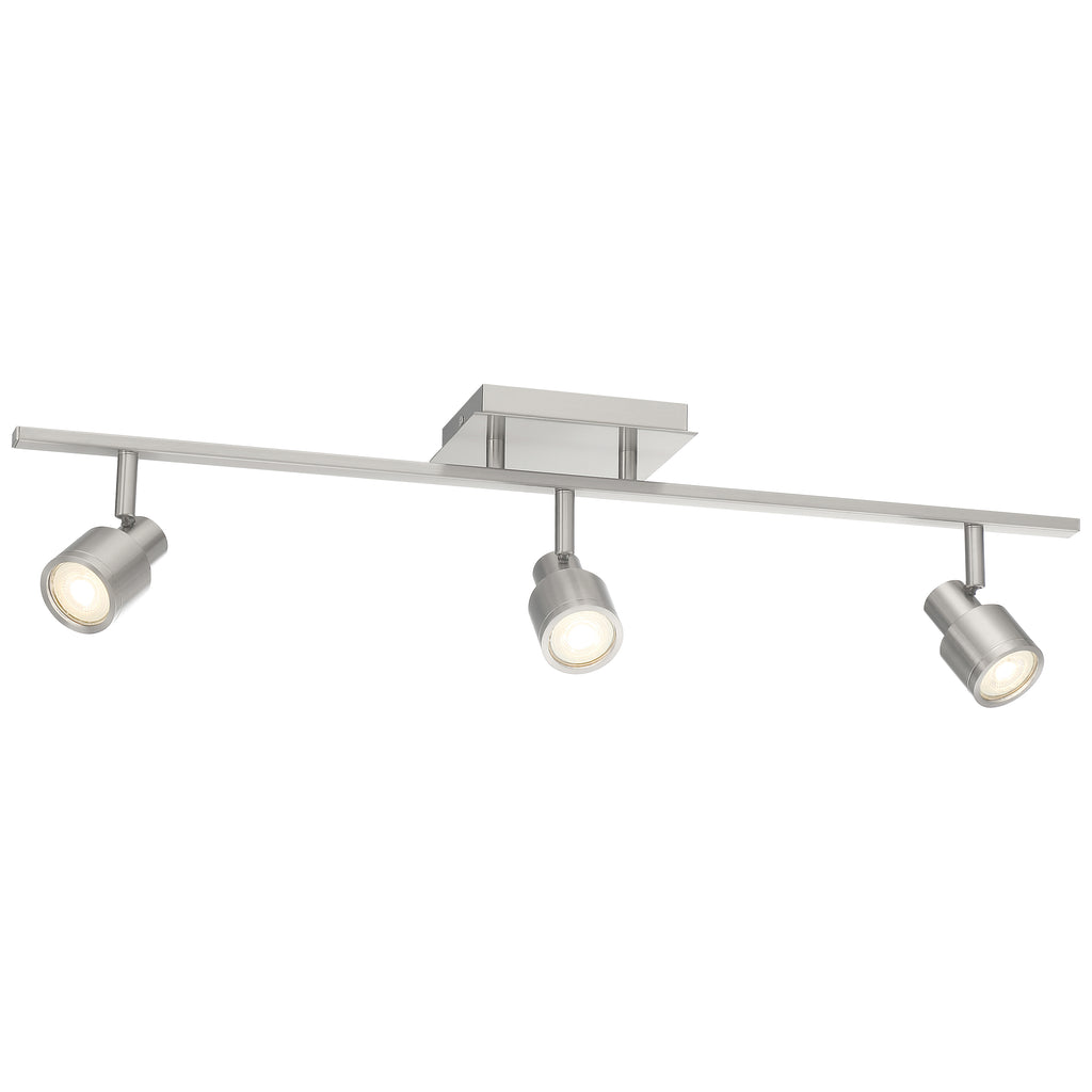 Lincoln 3 Light Adjustable LED Track, Brushed Steel