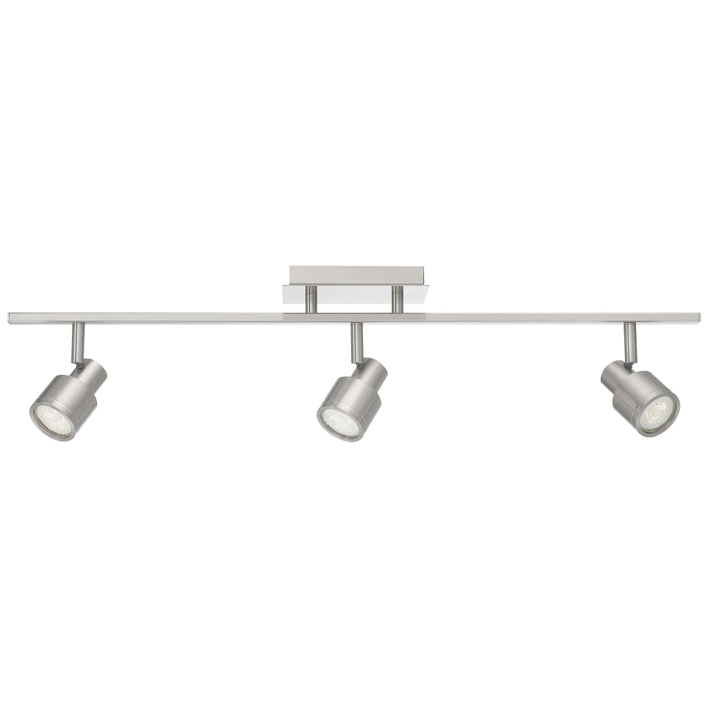 Lincoln 3 Light Adjustable LED Track, Brushed Steel