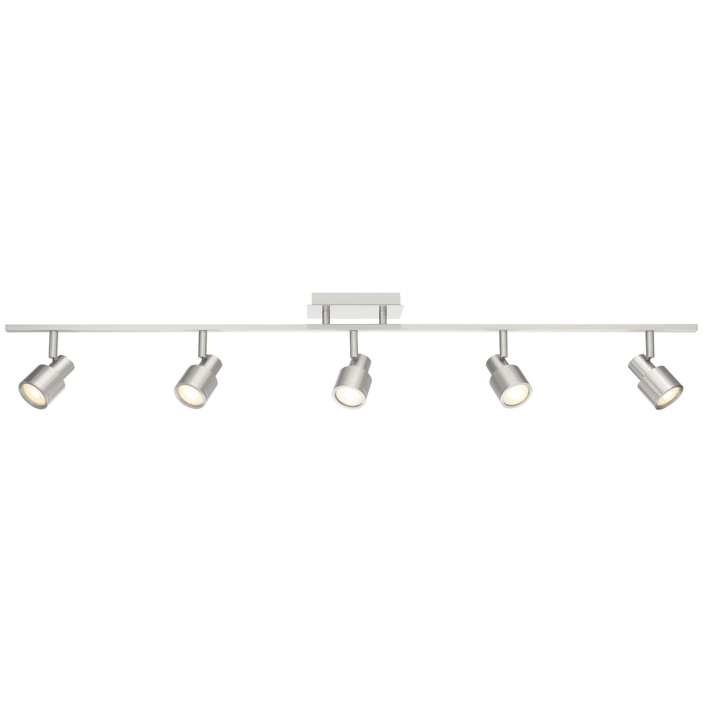 Lincoln 5 Light Adjustable LED Track, Brushed Steel